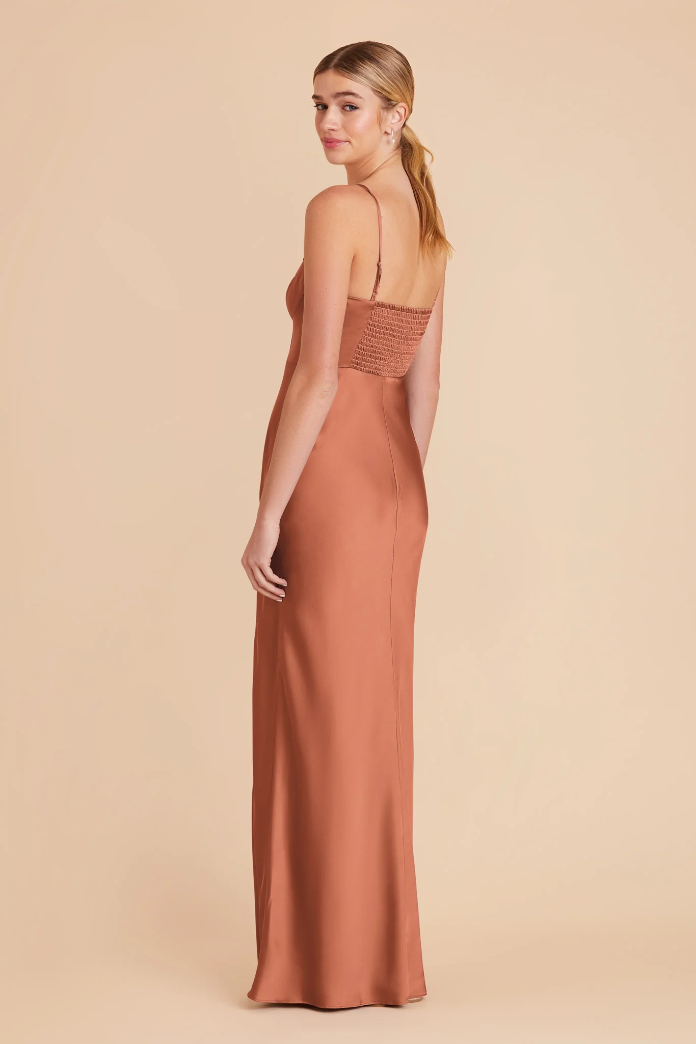 Jessica Matte Satin Dress - Terracotta - Image 6