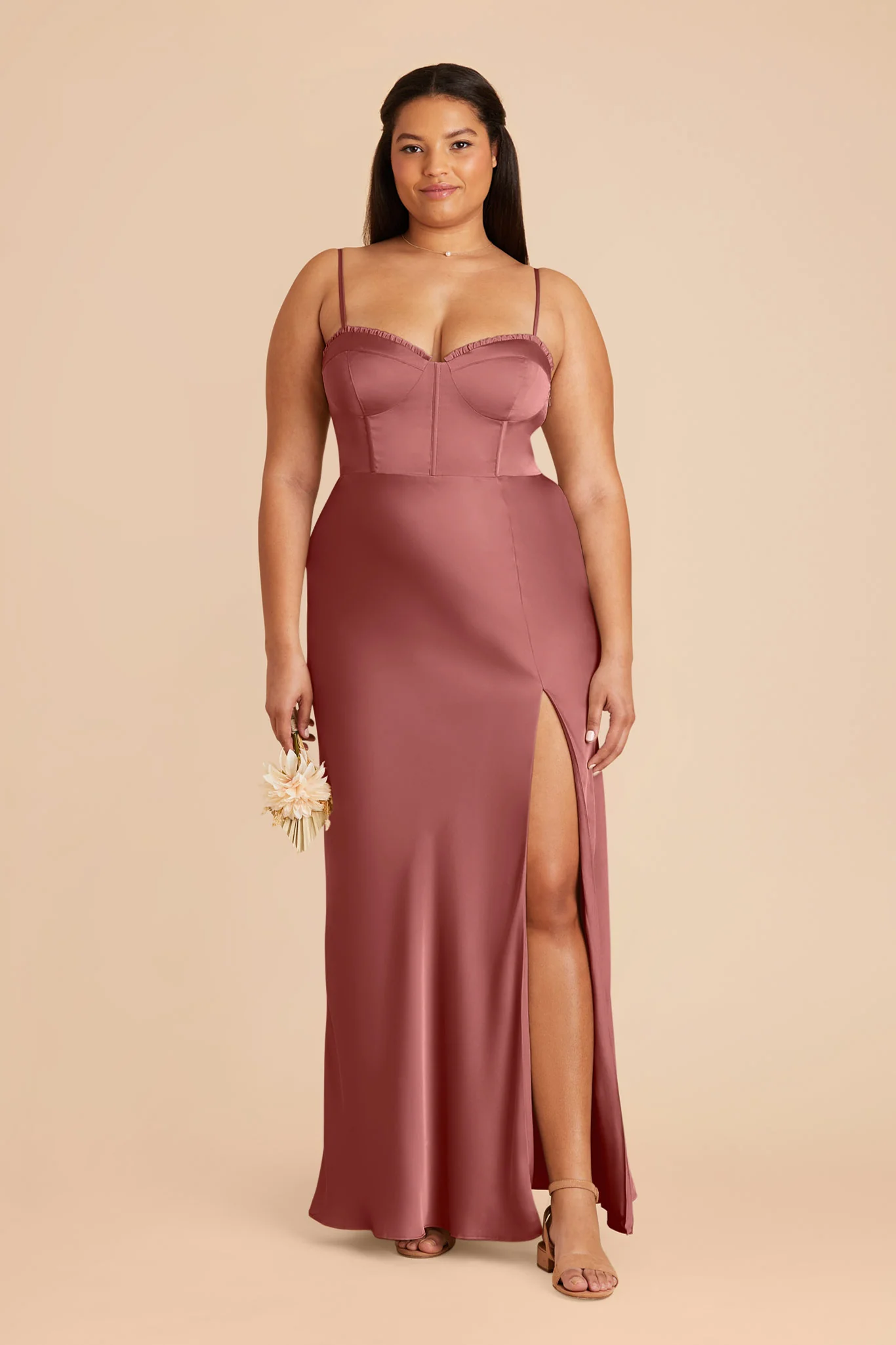Jessica Matte Satin Dress - Wild Rose - Image 2