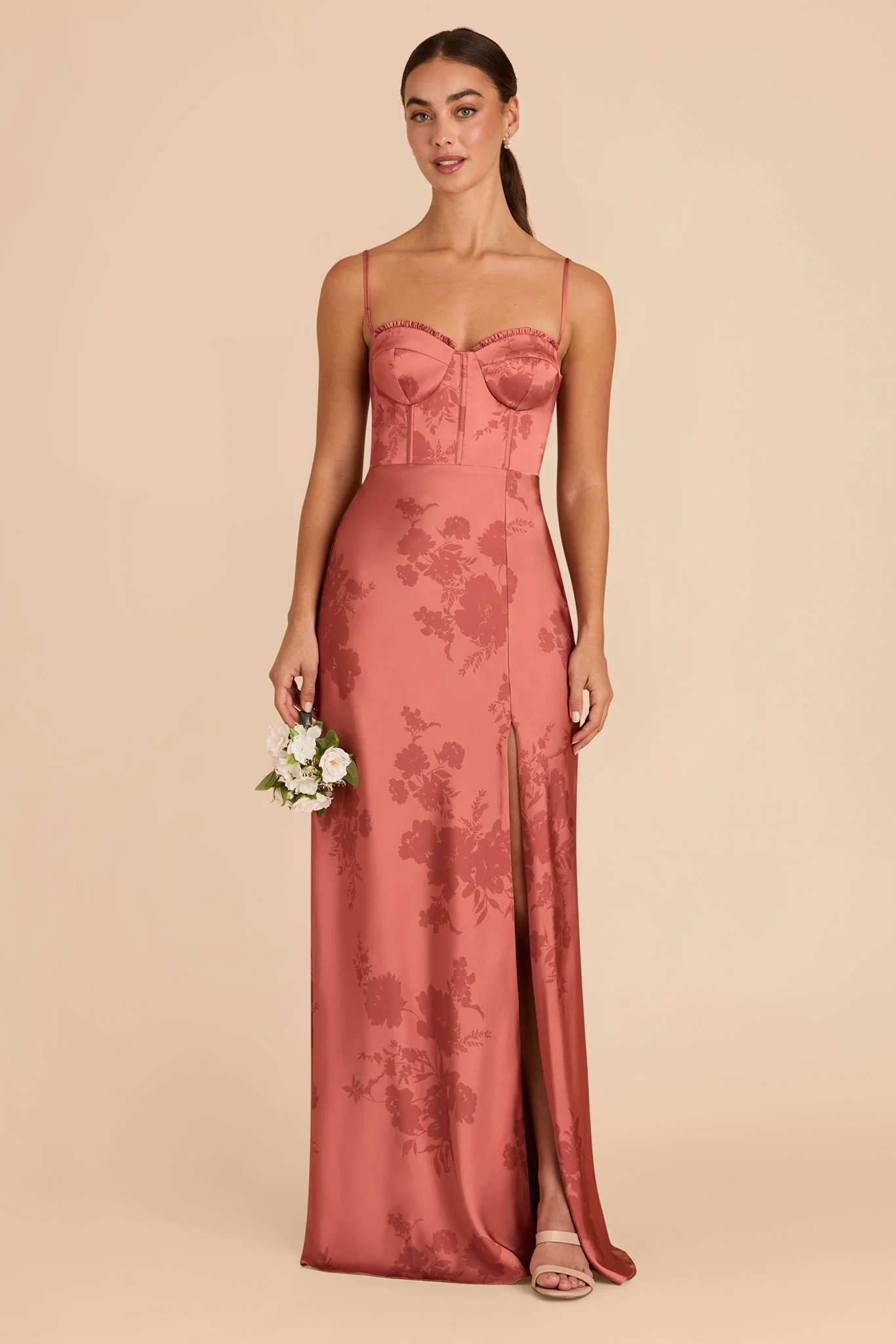 Jessica Matte Satin Dress - Wild Rose Whimsical Blooms