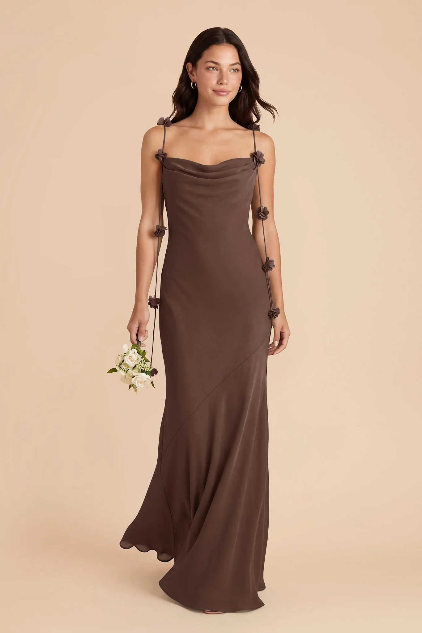 Jessie Chiffon Dress - Chocolate Brown - Image 3