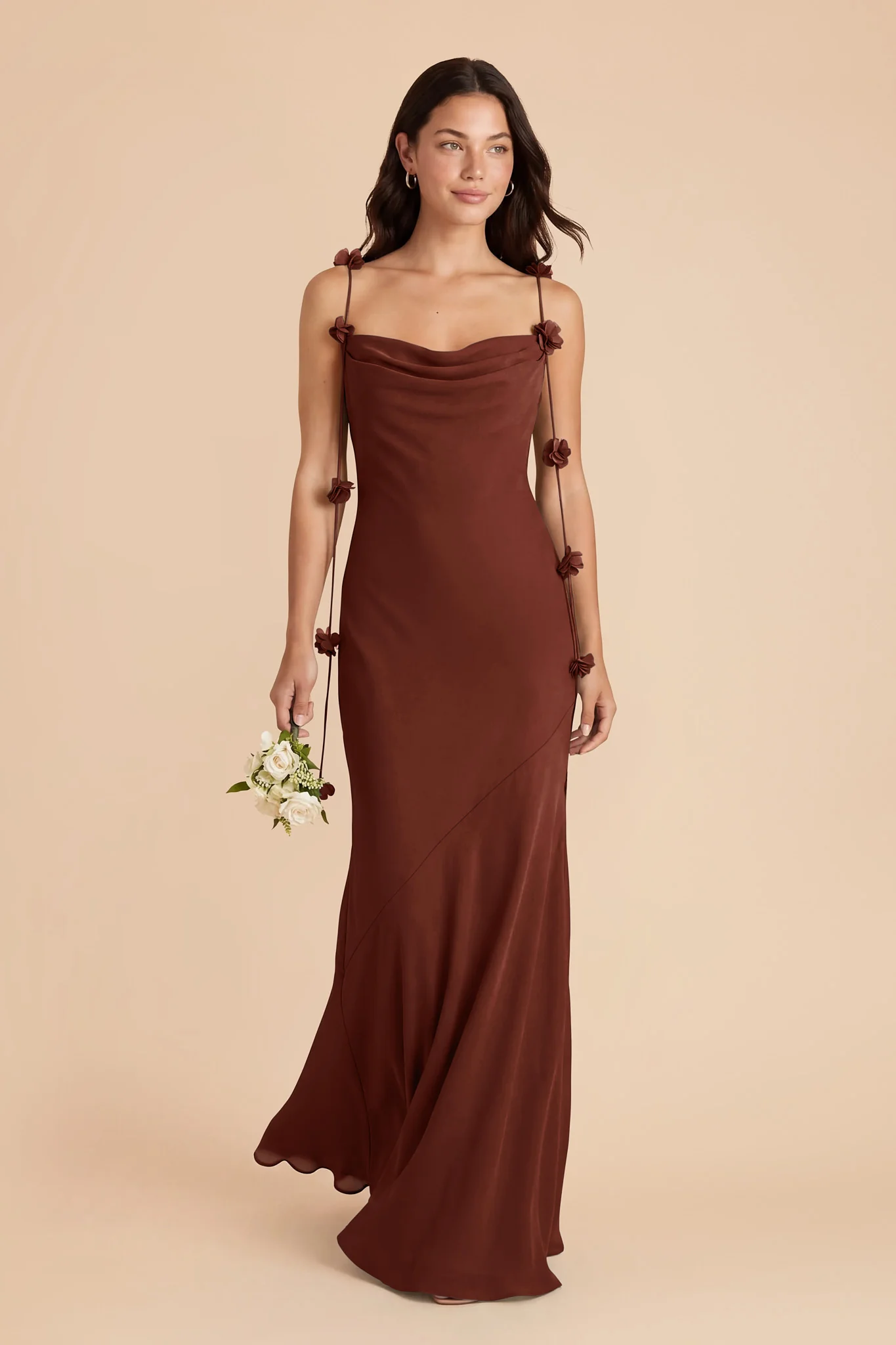 Jessie Chiffon Dress - Cognac - Image 3