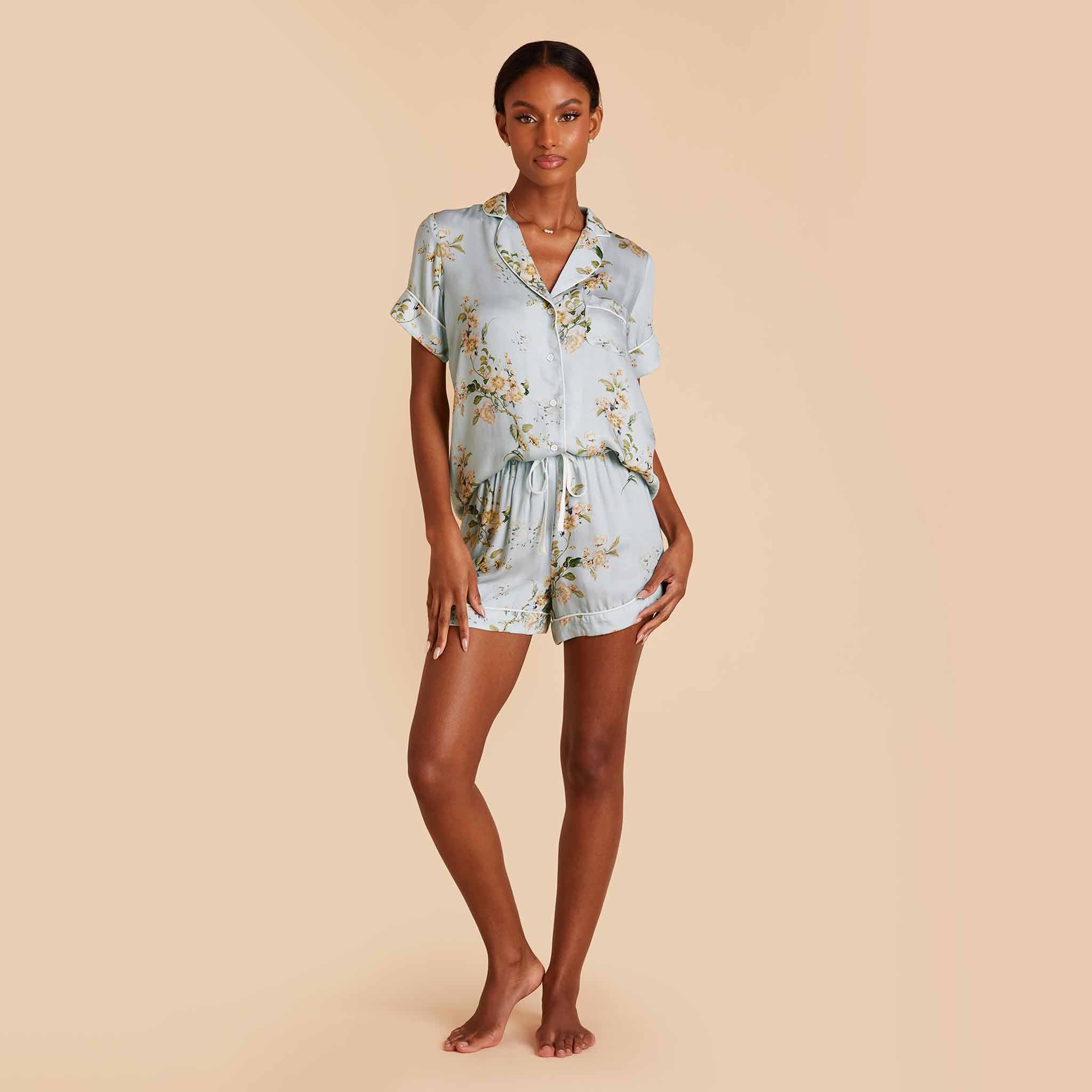 Jonny Bamboo Pajama Set - Dusty Blue Floral Meadow - Image 3