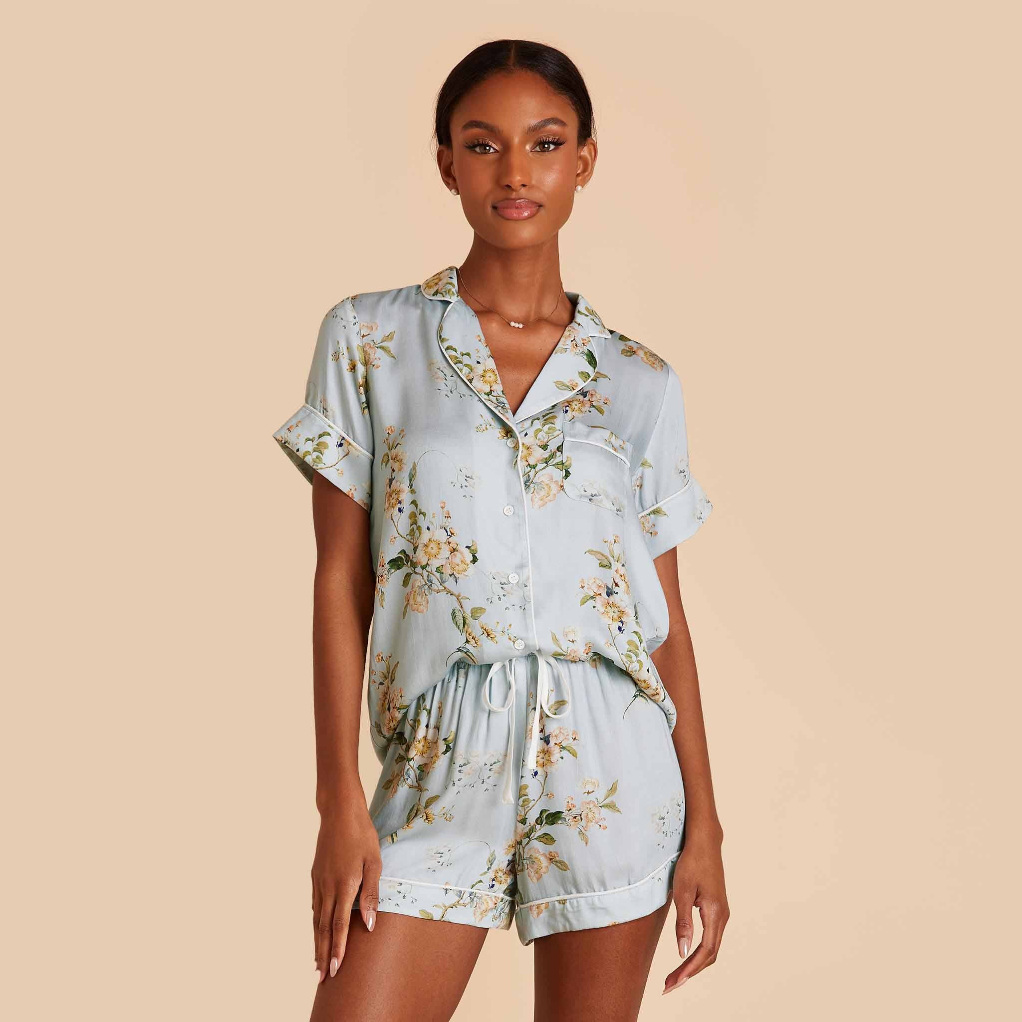 Jonny Bamboo Pajama Set - Dusty Blue Floral Meadow - Image 4