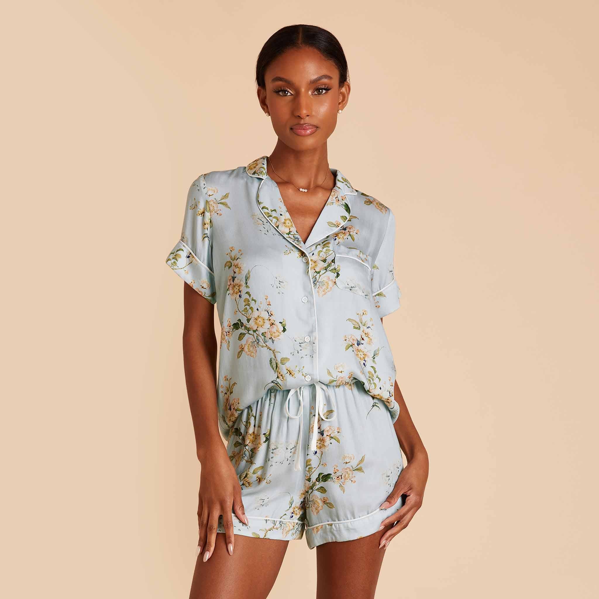 Jonny Bamboo Pajama Set - Dusty Blue Floral Meadow - Image 5