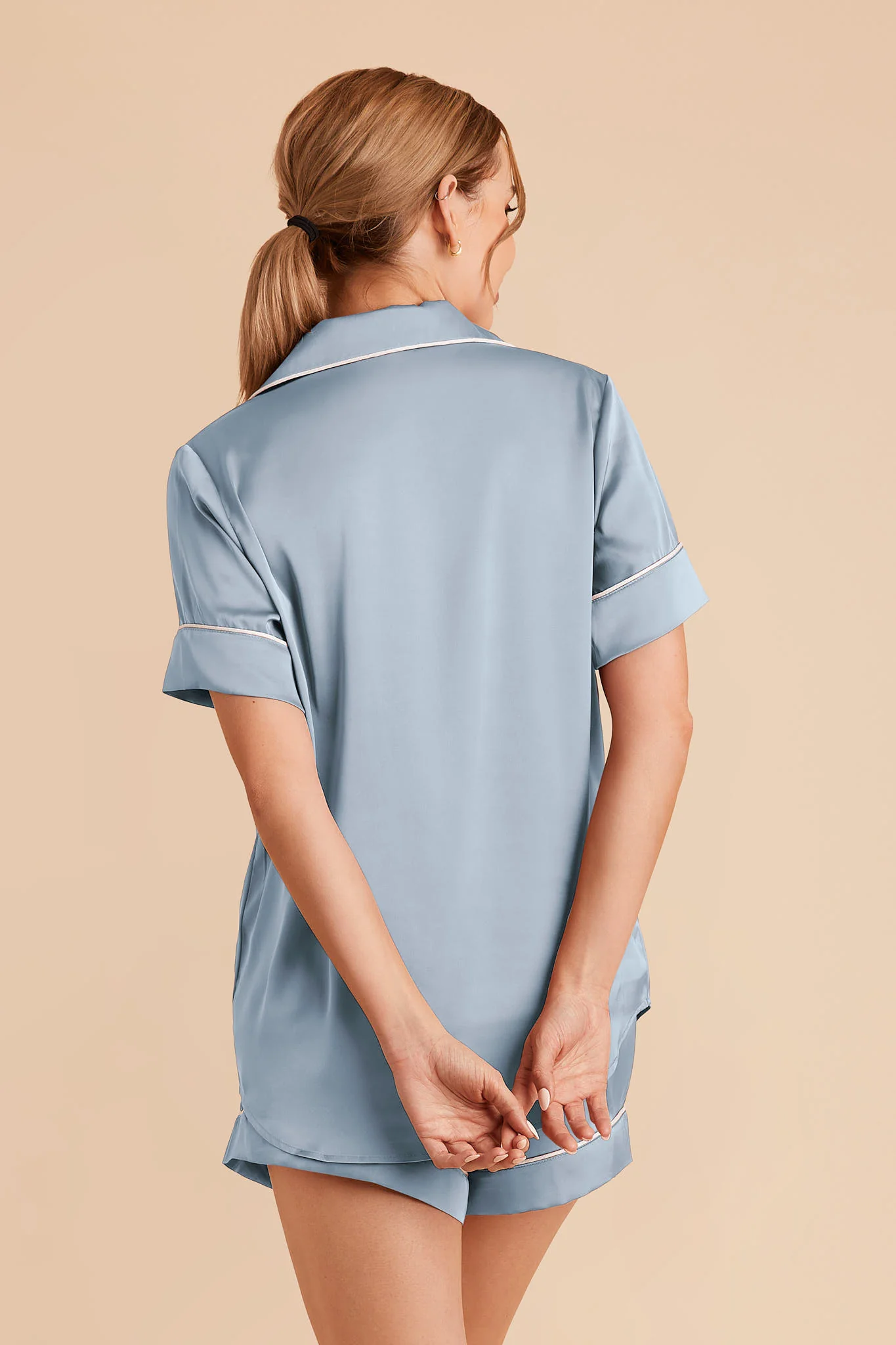 Jonny Matte Satin Pajama Set - Dusty Blue - Image 4