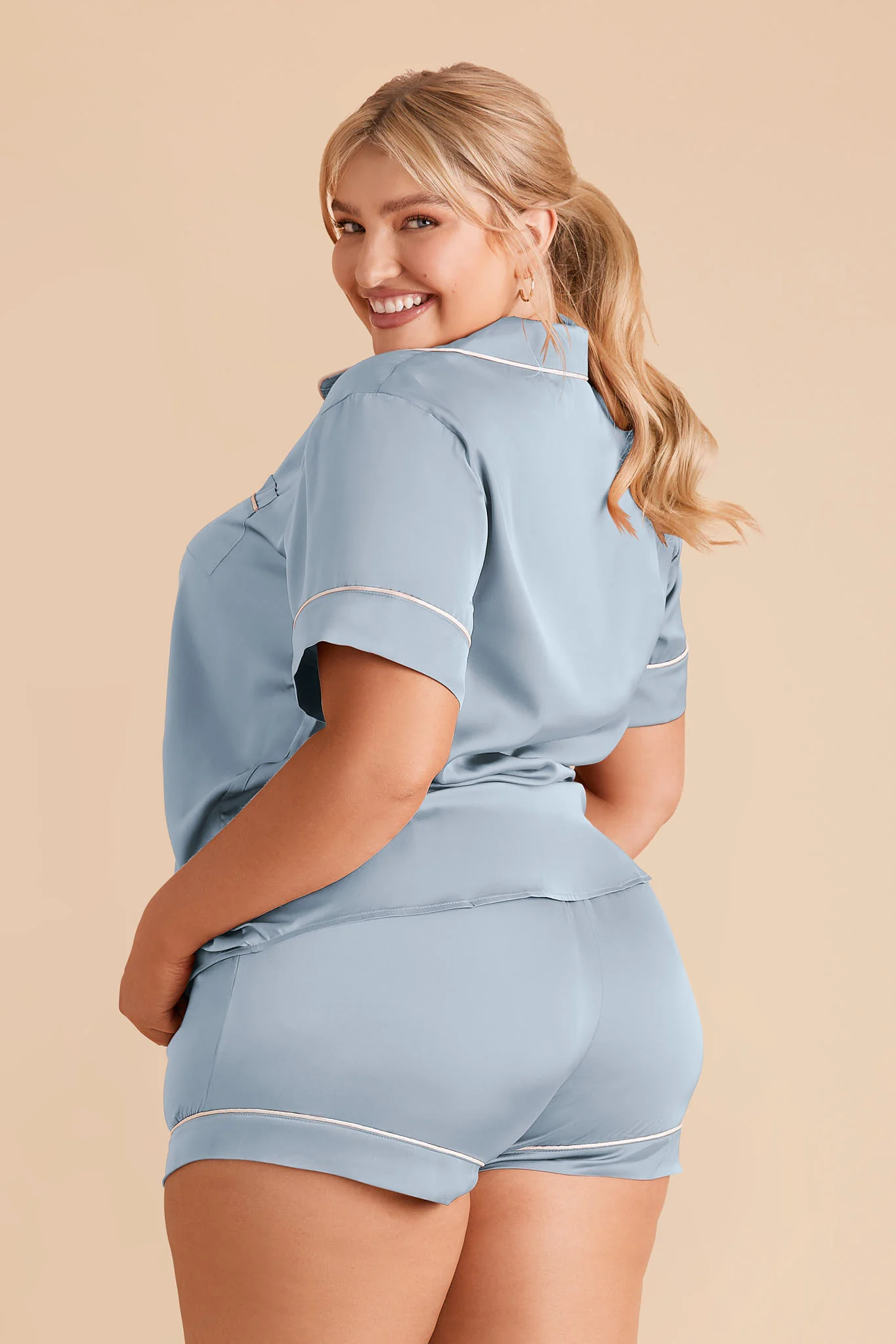 Jonny Matte Satin Pajama Set - Dusty Blue - Image 7