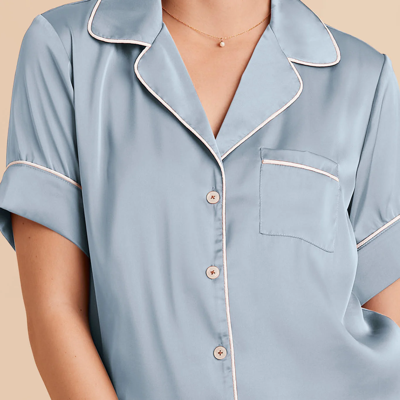 Jonny Matte Satin Pajama Set - Dusty Blue - Image 8