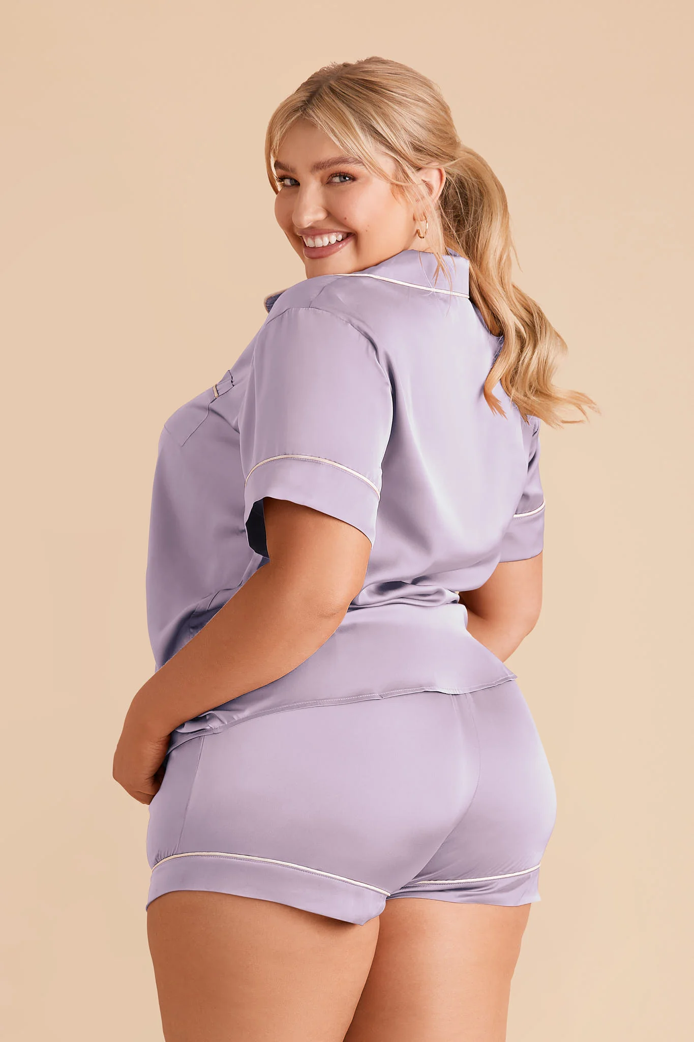 Jonny Matte Satin Pajama Set - Dusty Lilac - Image 6