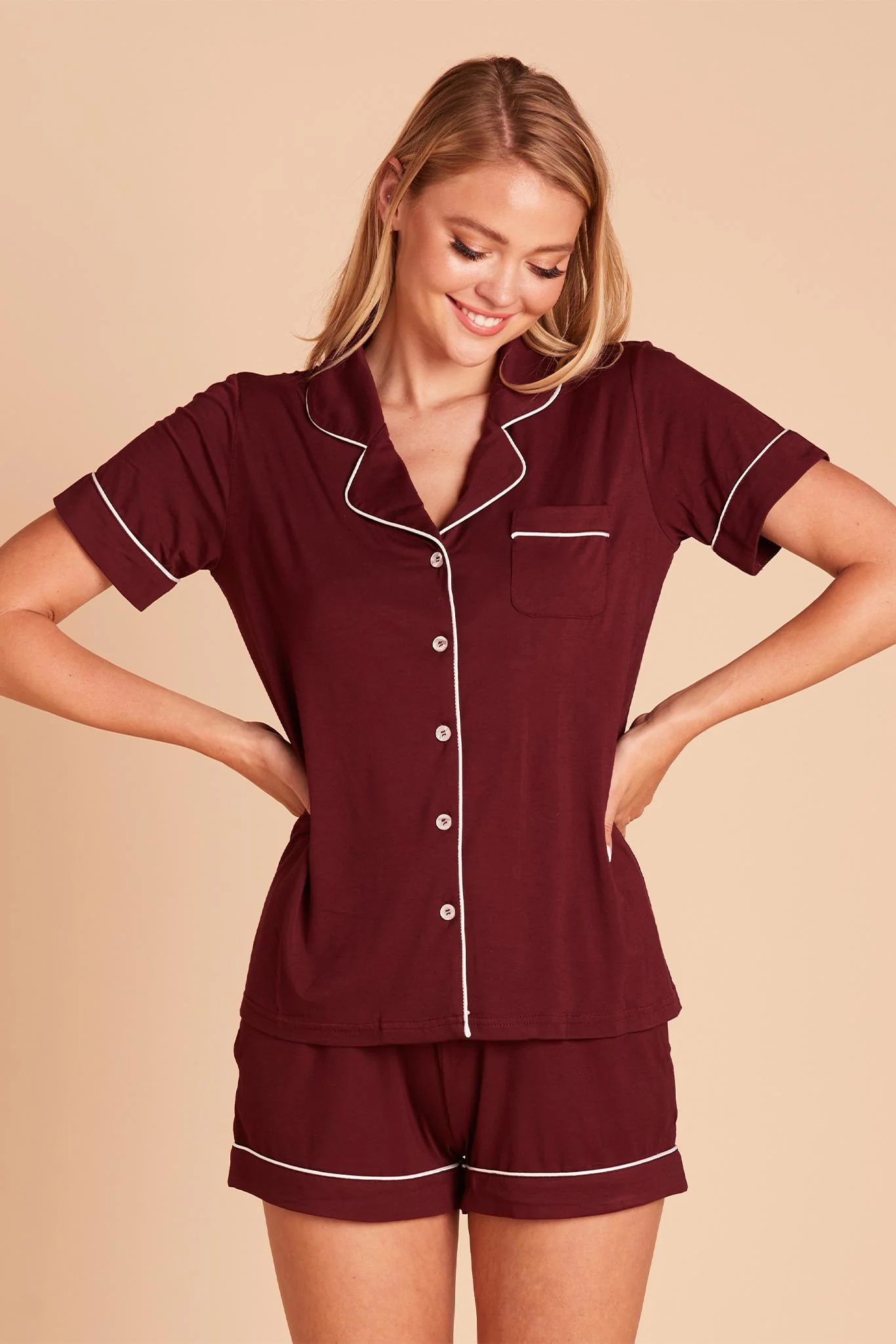 Jonny Bamboo Pajama Set - Cabernet - Image 3