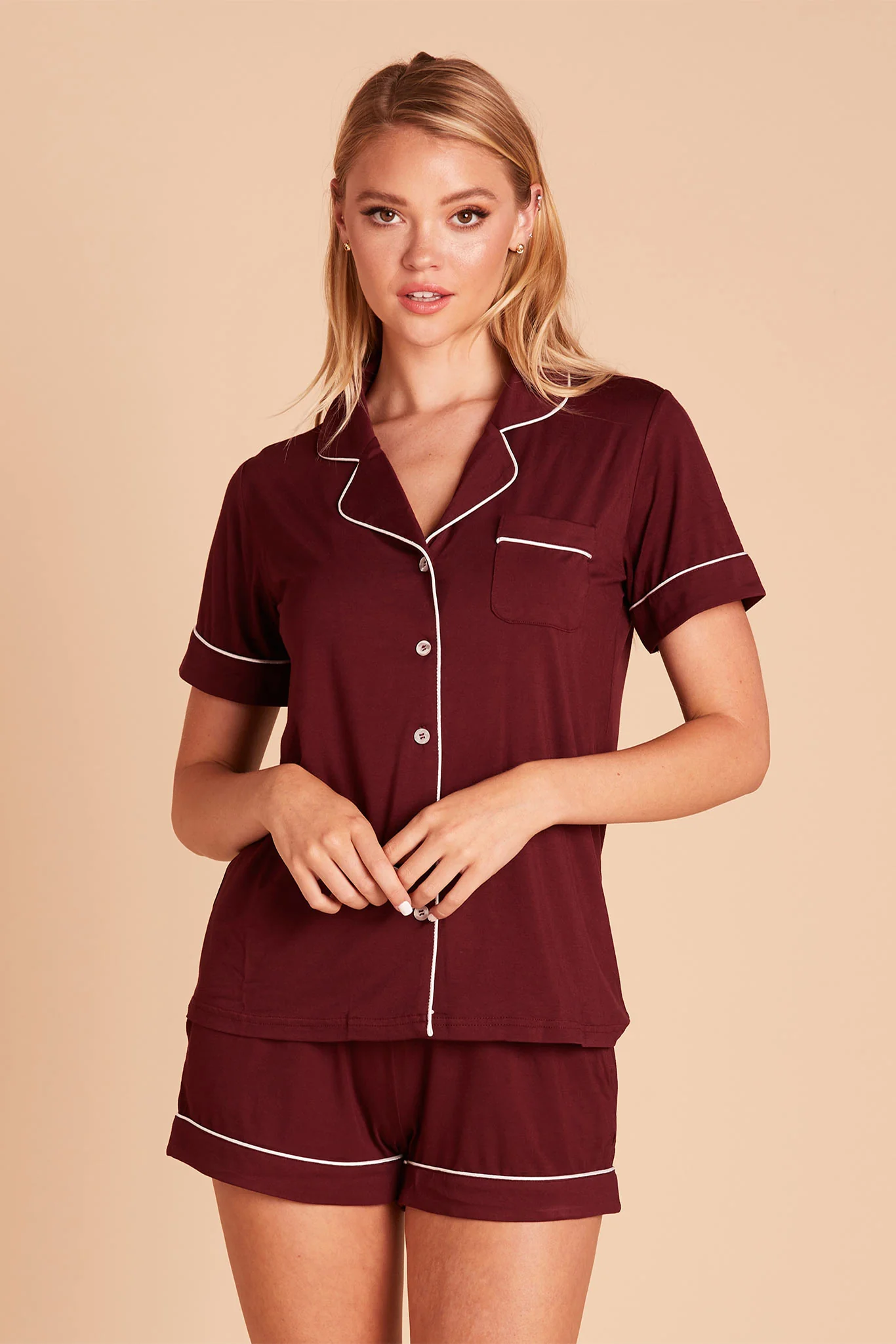 Jonny Bamboo Pajama Set - Cabernet - Image 4