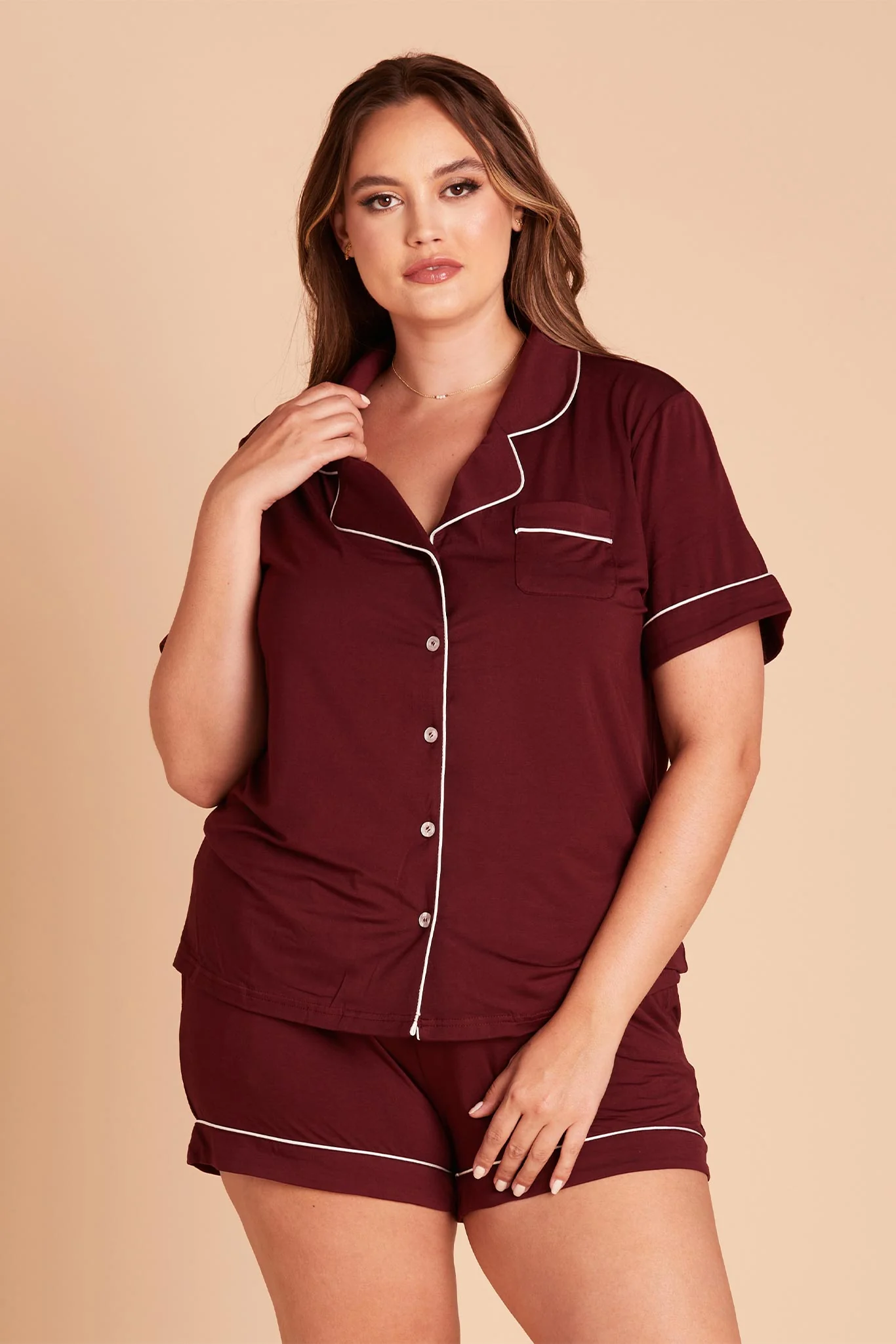 Jonny Bamboo Pajama Set - Cabernet - Image 6