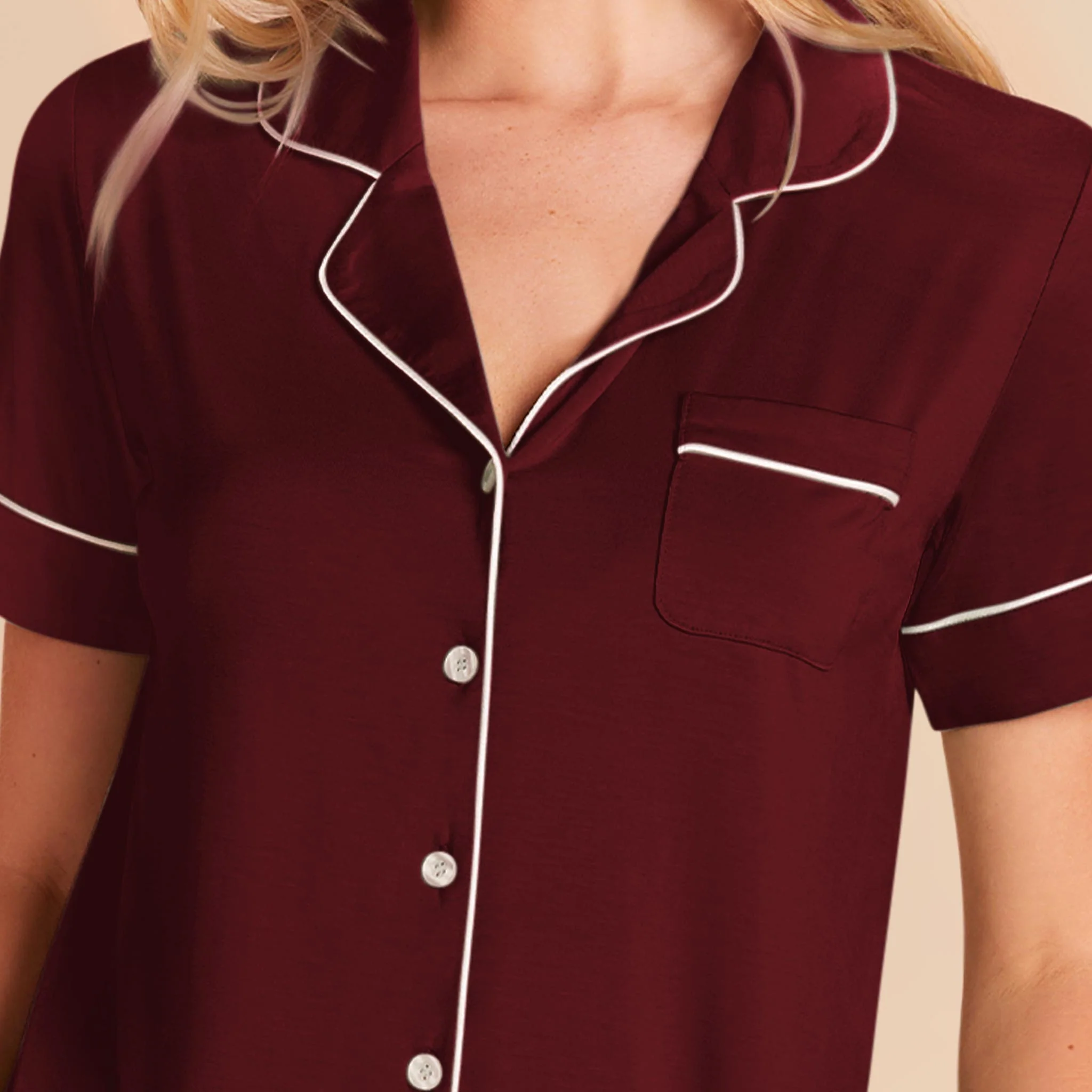 Jonny Bamboo Pajama Set - Cabernet - Image 8