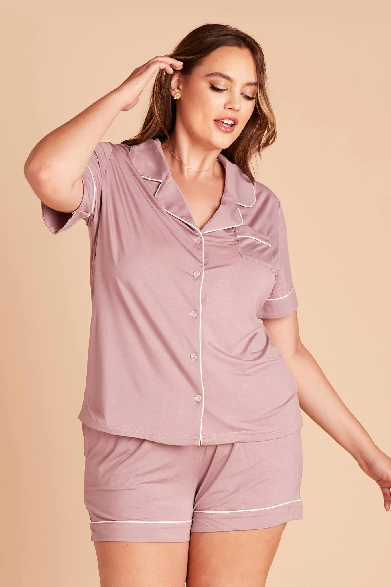 Jonny Bamboo Pajama Set - Mauve - Image 9