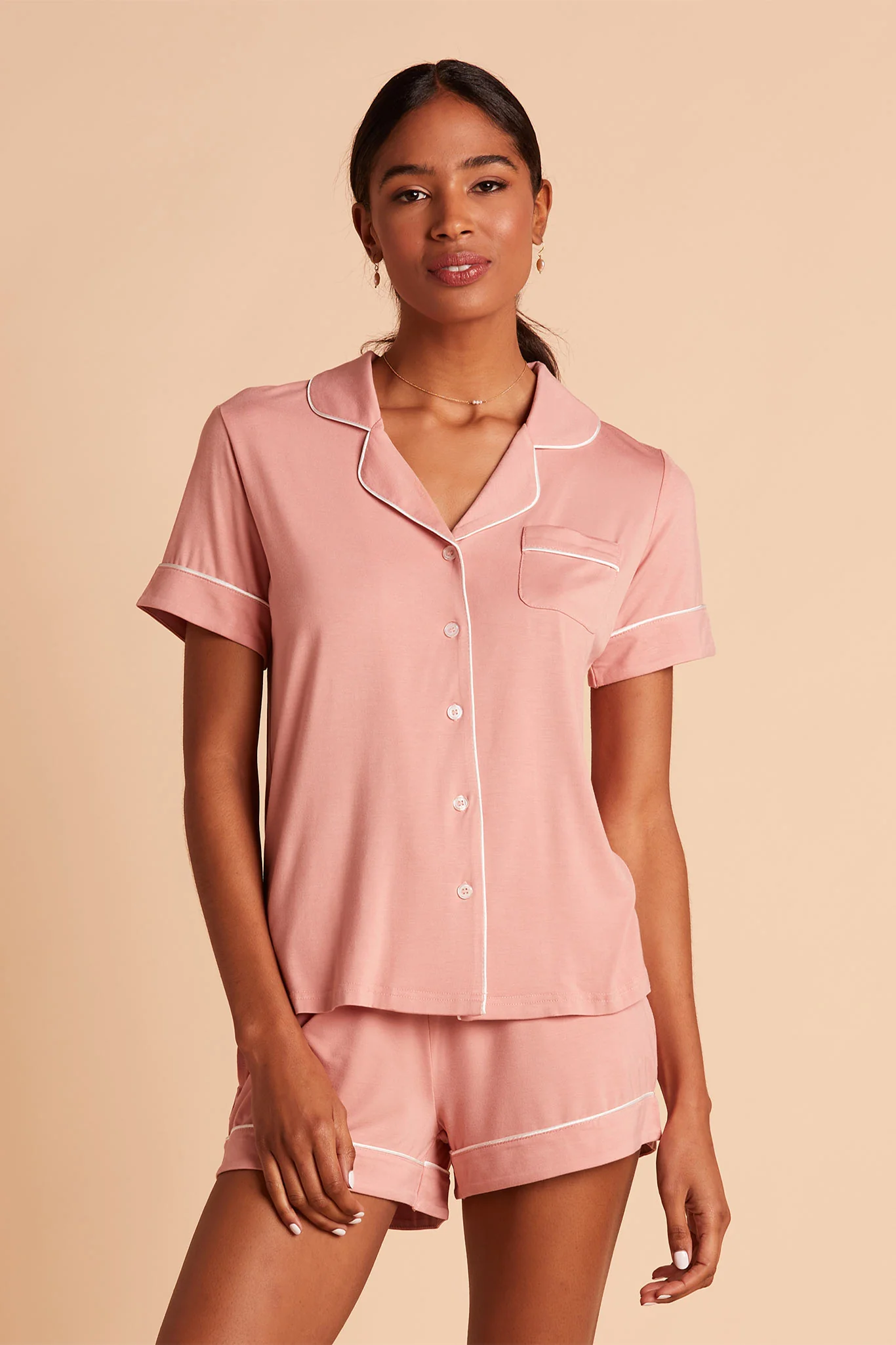 Jonny Bamboo Pajama Set - Dusty Rose - Image 2