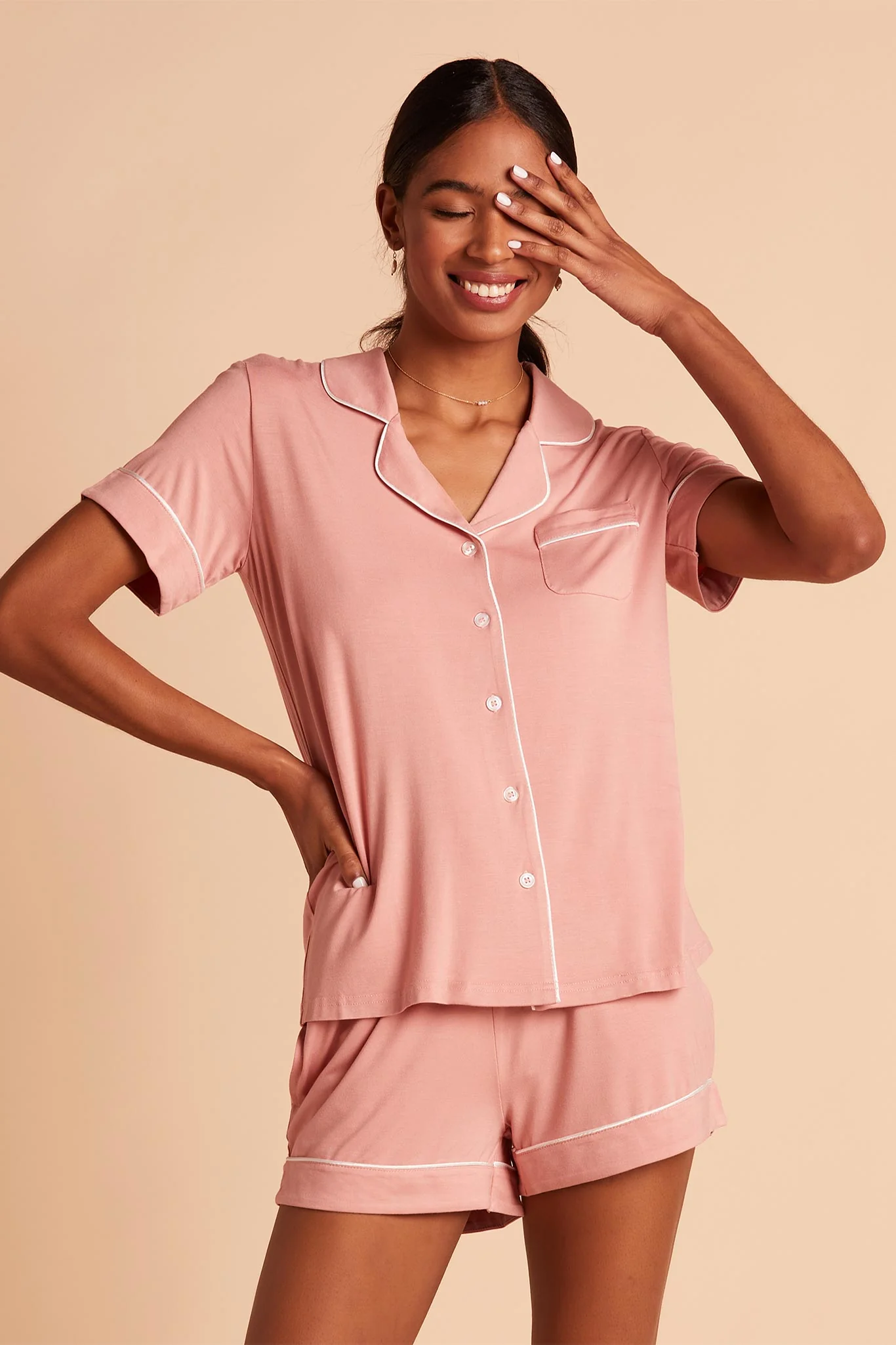 Jonny Bamboo Pajama Set - Dusty Rose - Image 3