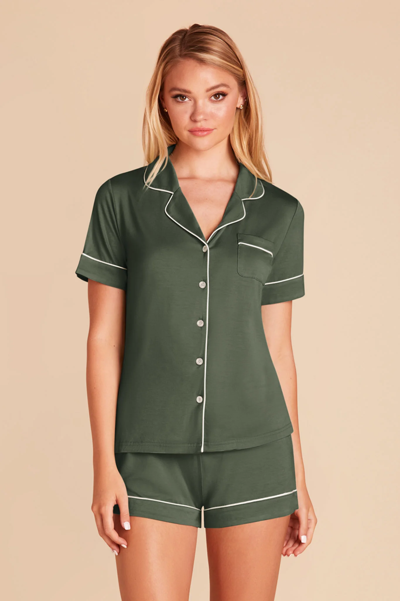 Jonny Bamboo Pajama Set - Olive - Image 3