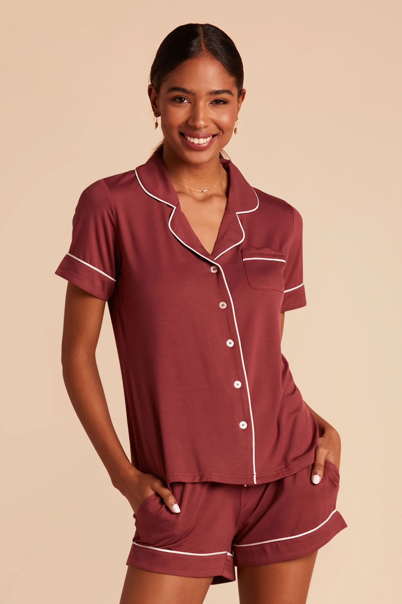 Jonny Bamboo Pajama Set - Rosewood