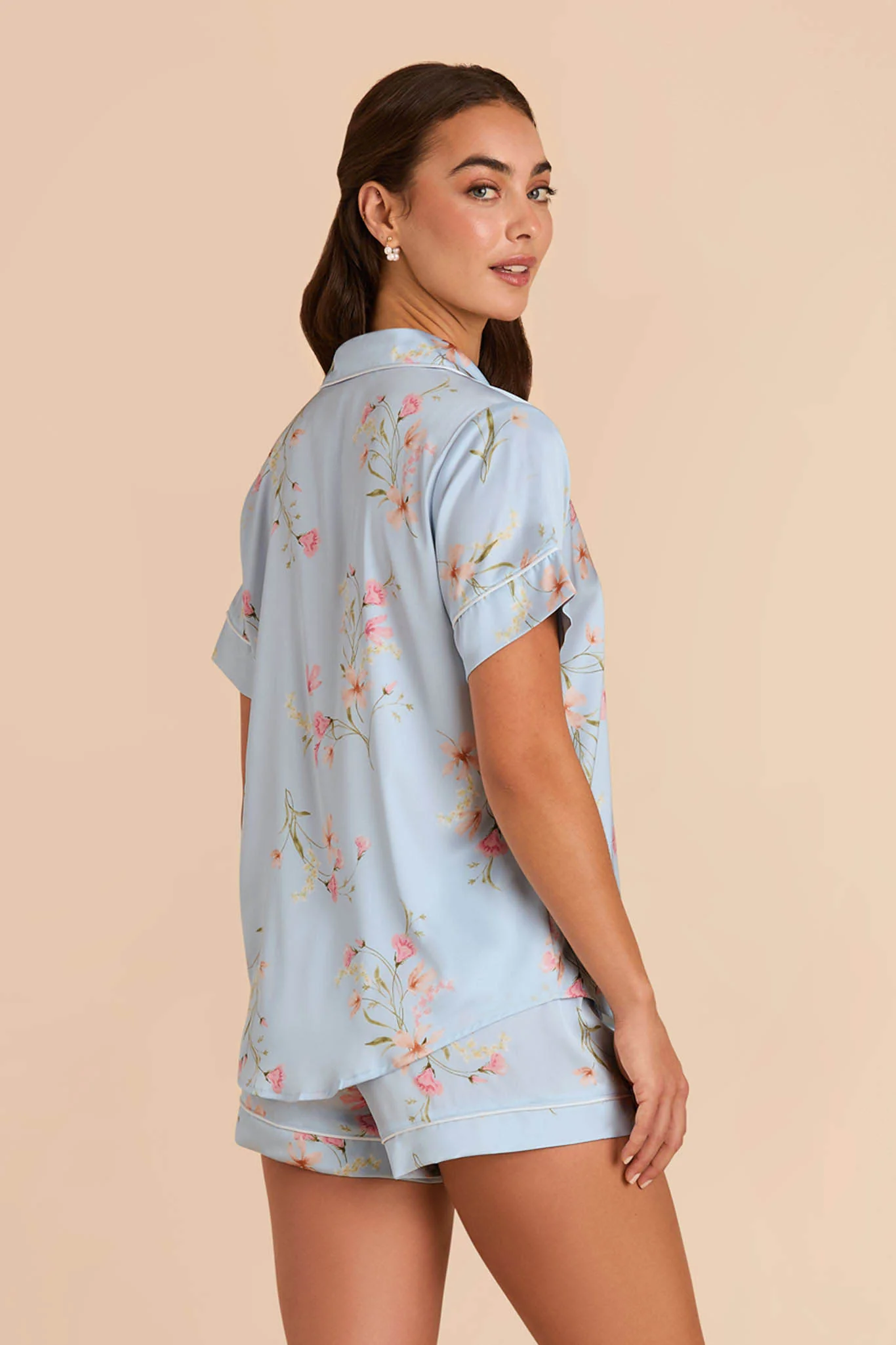 Jonny Matte Satin Pajama Set - Blue Mist Le Fleur - Image 6