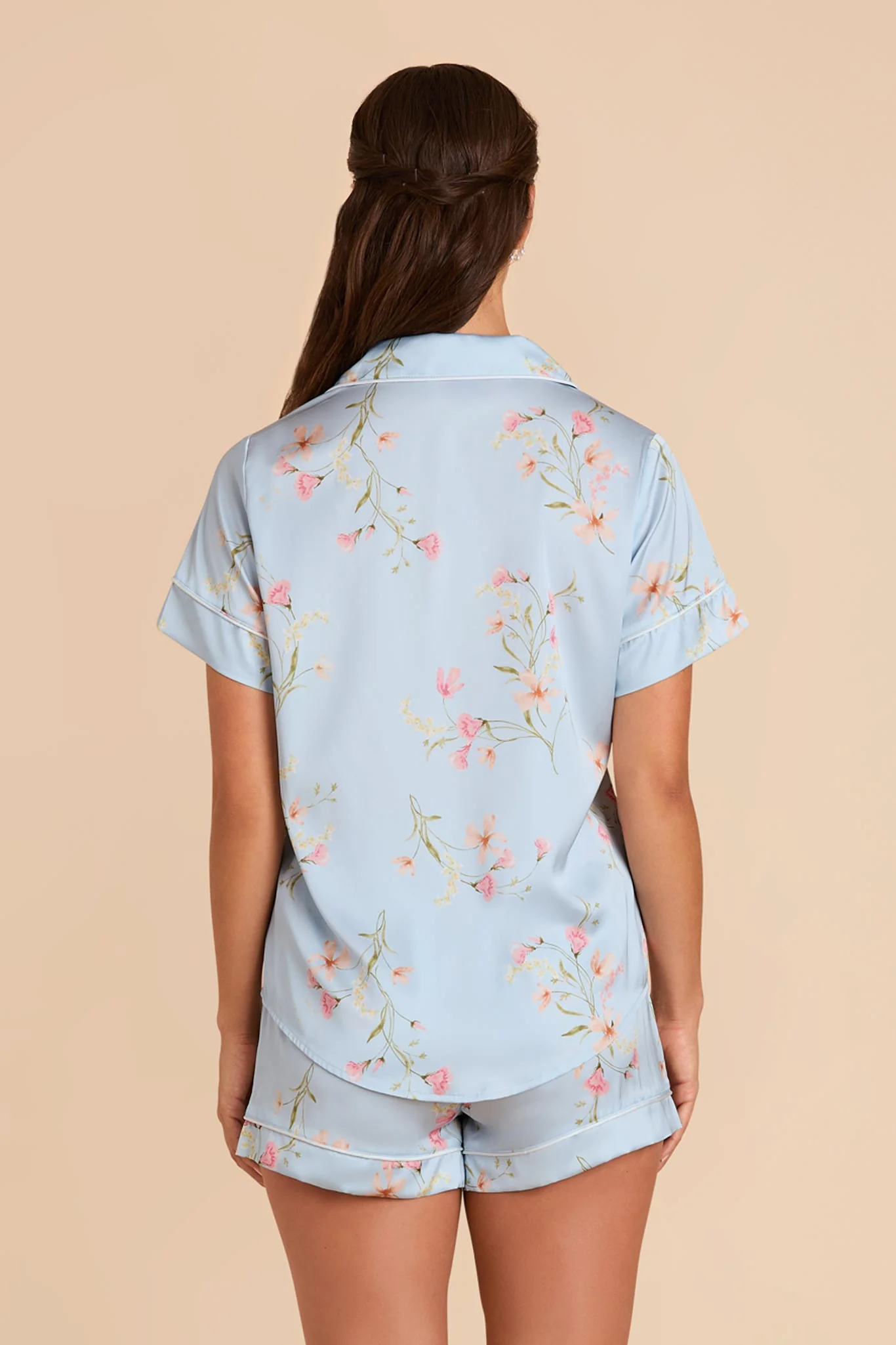 Jonny Matte Satin Pajama Set - Blue Mist Le Fleur - Image 7
