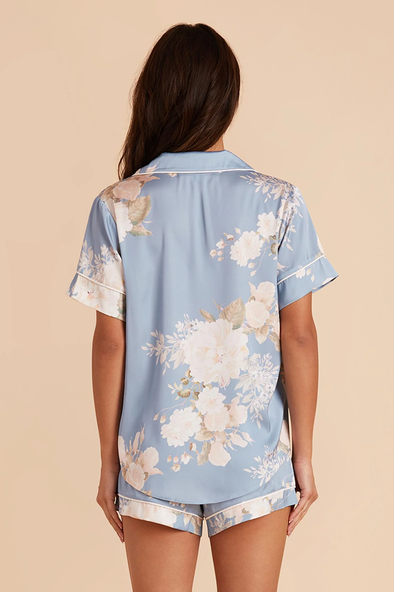 Jonny Matte Satin Pajama Set - Dusty Blue Romantic Bouquet - Image 7