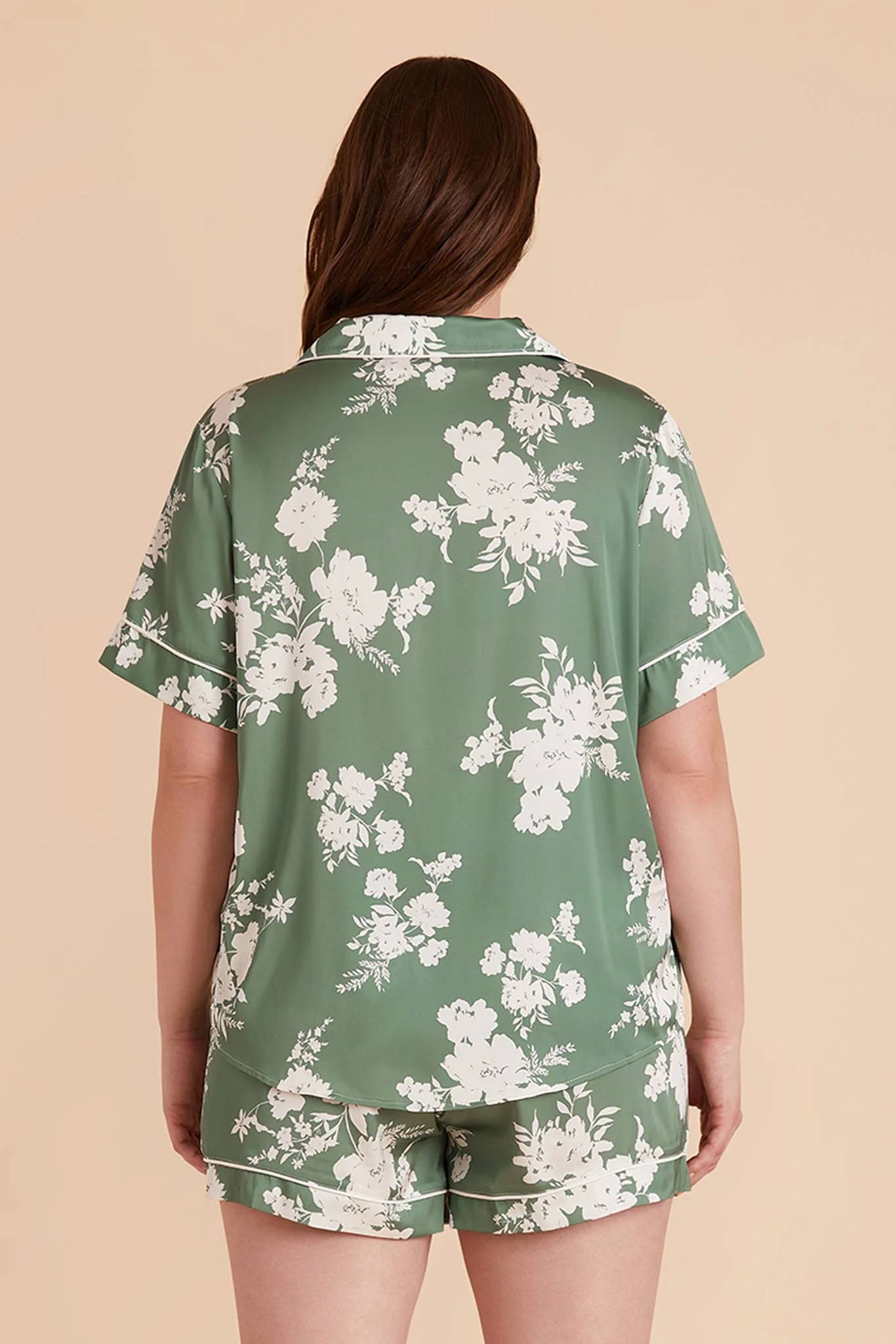 Jonny Matte Satin Pajama Set - Eucalyptus Whimsical Blooms - Image 12