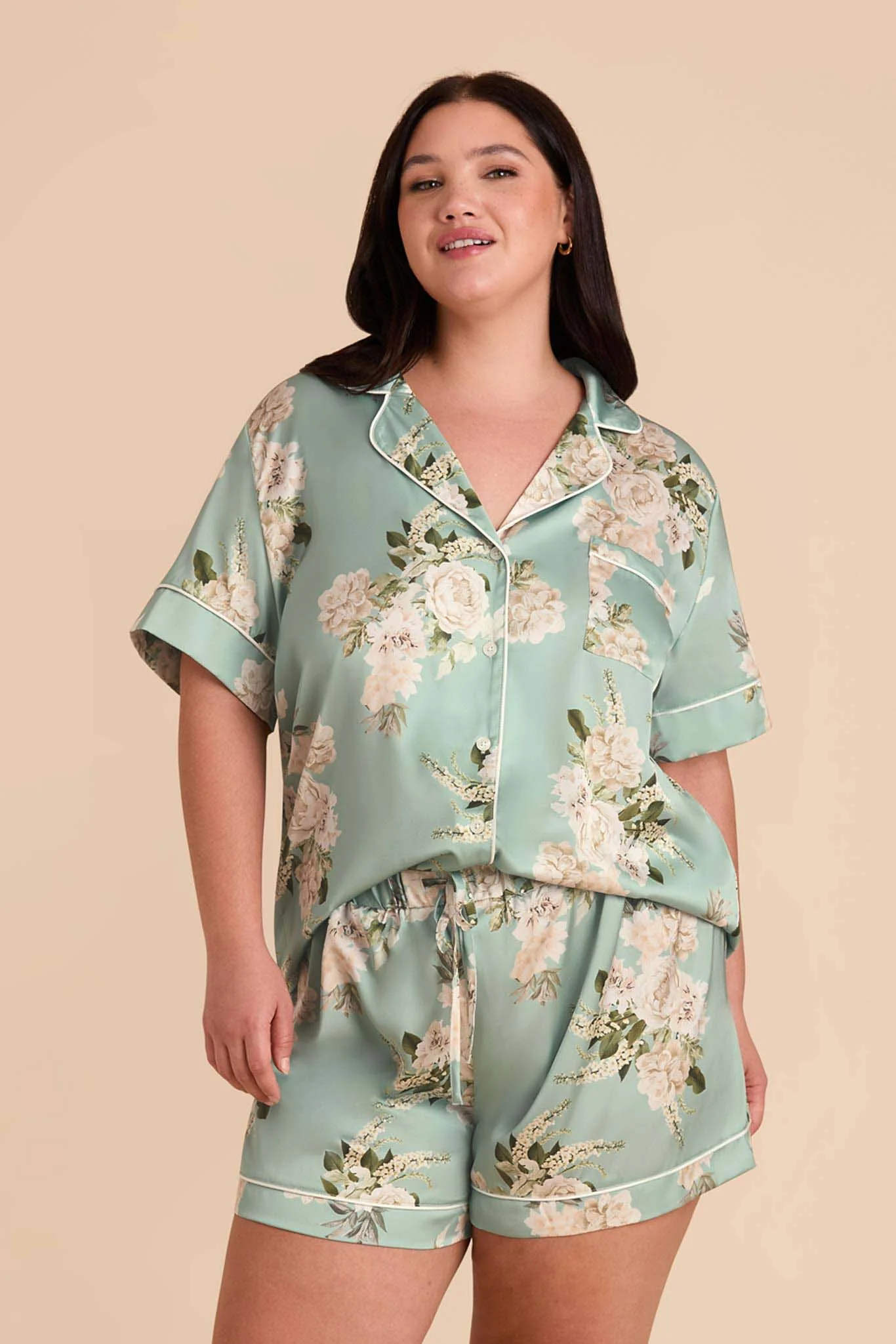 Jonny Matte Satin Pajama Set - Sage Garden Bloom - Image 11