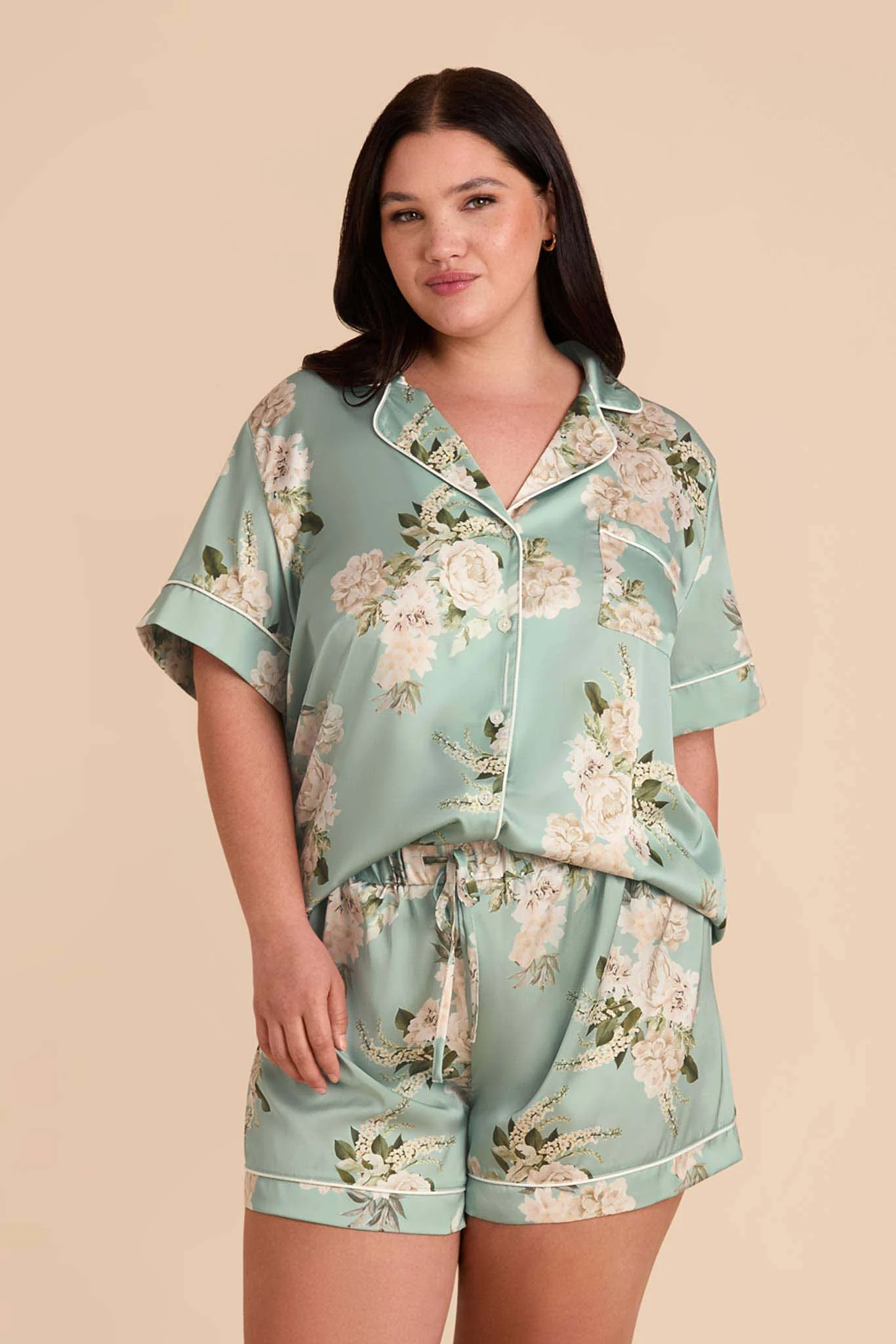 Jonny Matte Satin Pajama Set - Sage Garden Bloom - Image 12