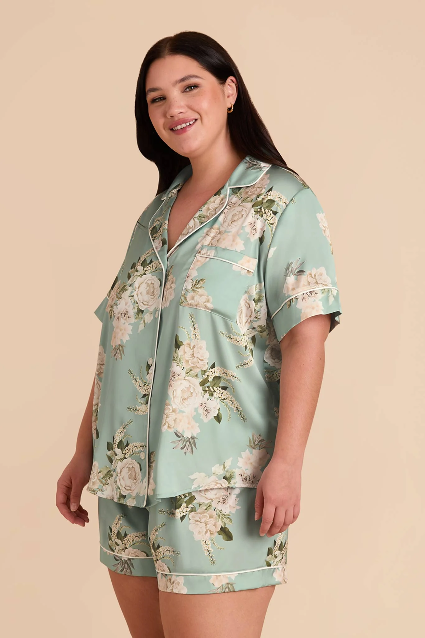 Jonny Matte Satin Pajama Set - Sage Garden Bloom - Image 13