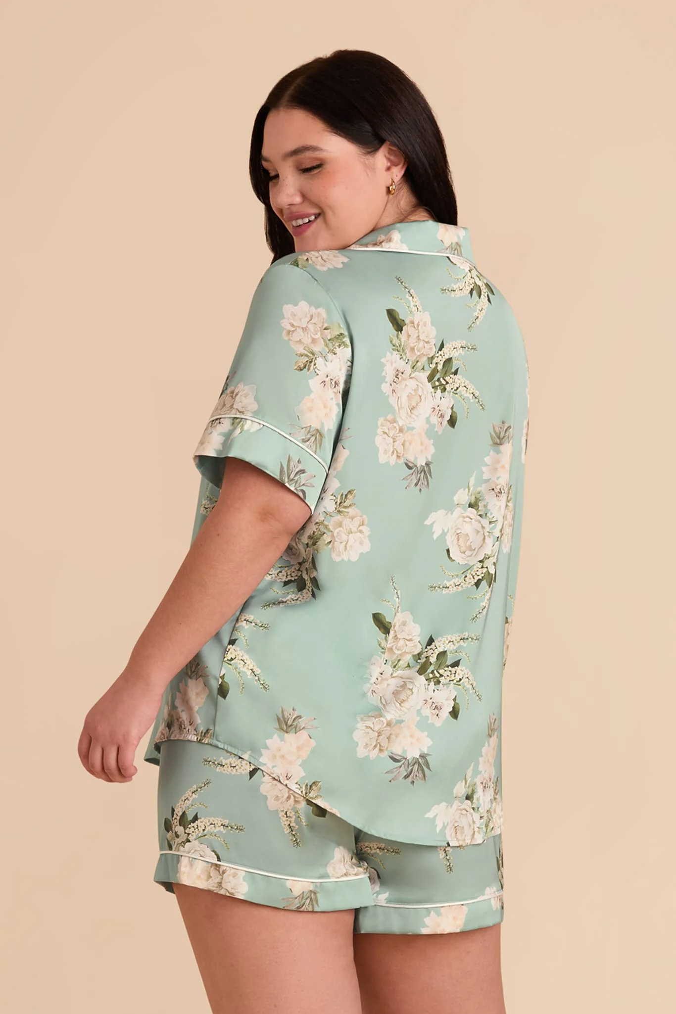 Jonny Matte Satin Pajama Set - Sage Garden Bloom - Image 14