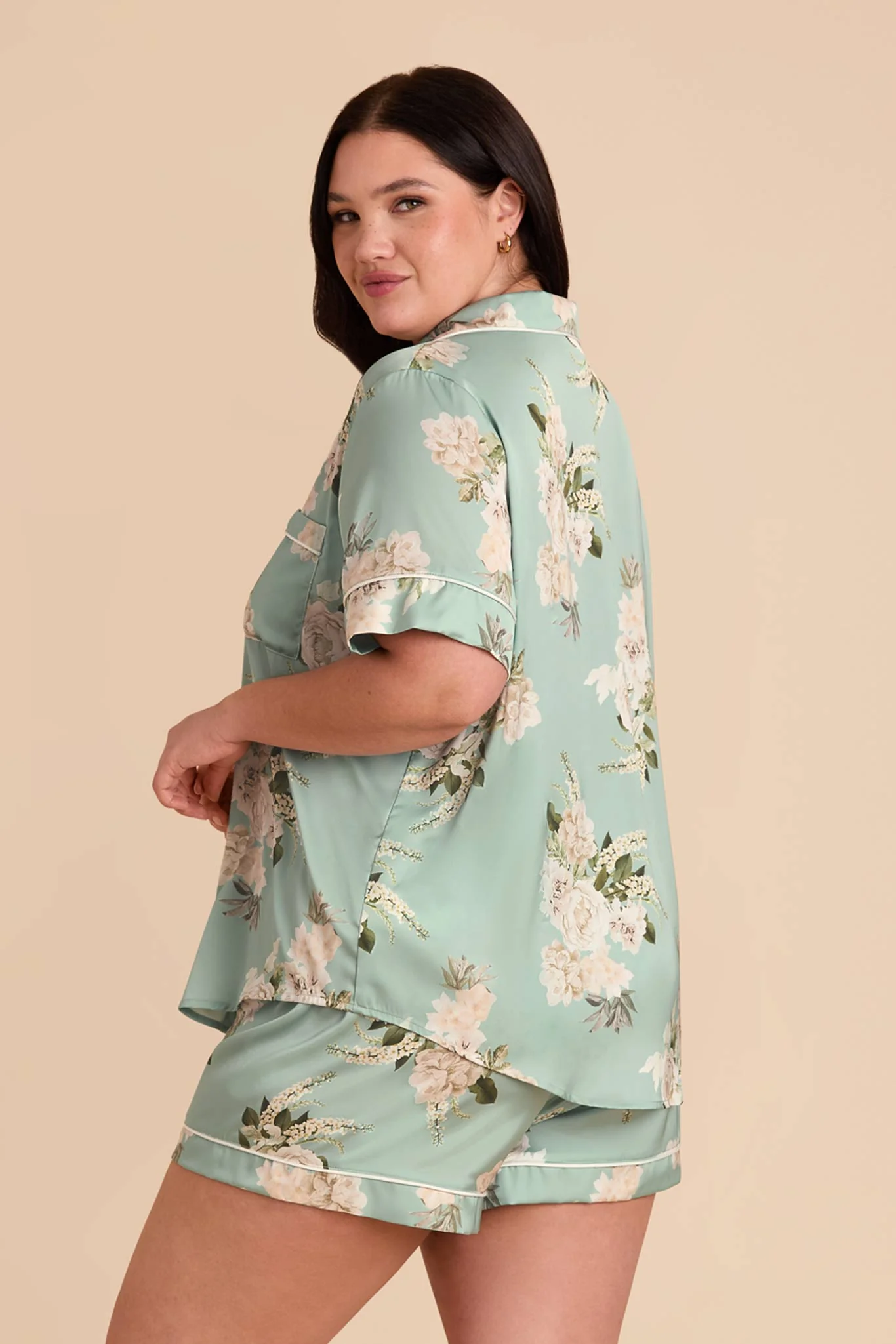 Jonny Matte Satin Pajama Set - Sage Garden Bloom - Image 15