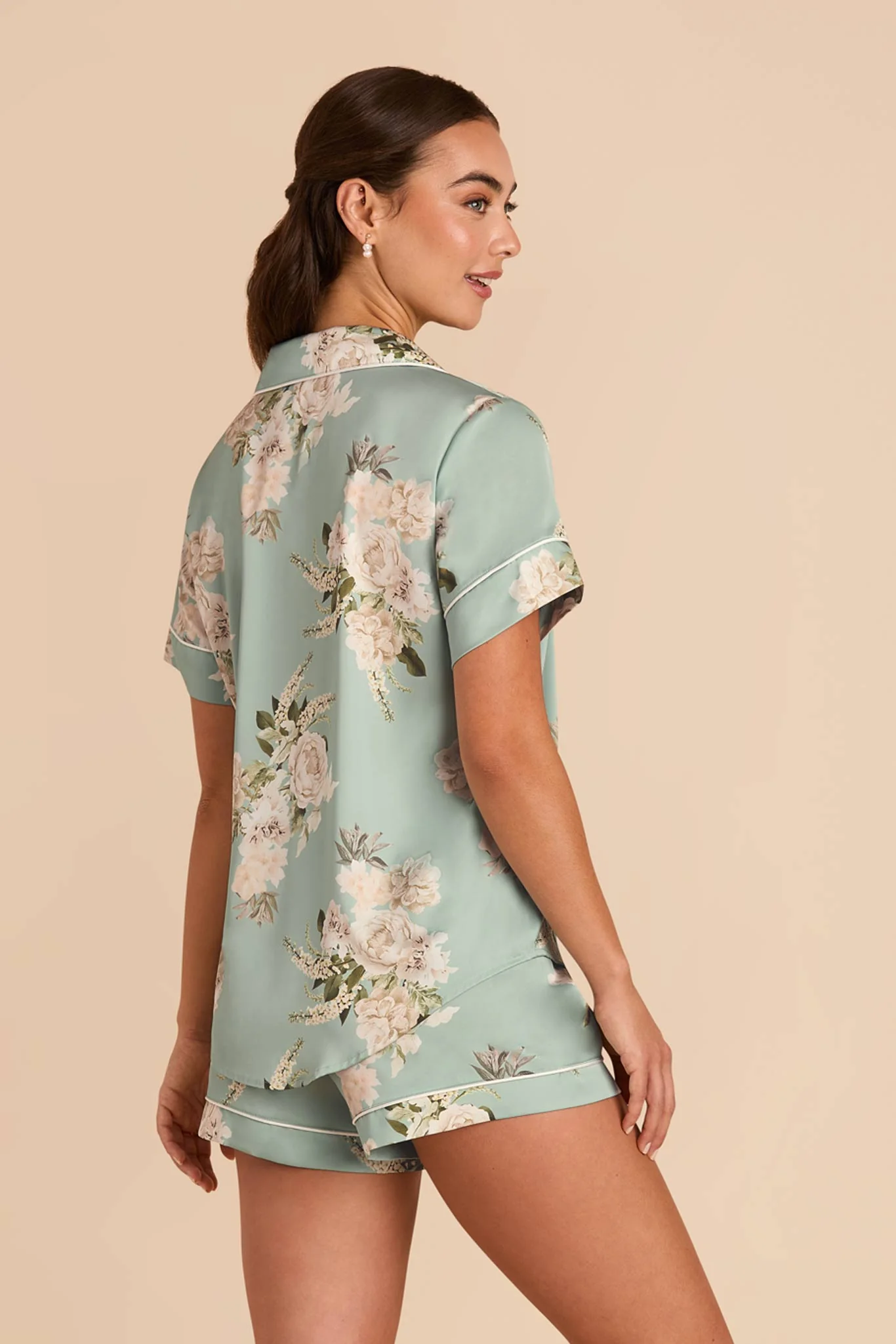 Jonny Matte Satin Pajama Set - Sage Garden Bloom - Image 6