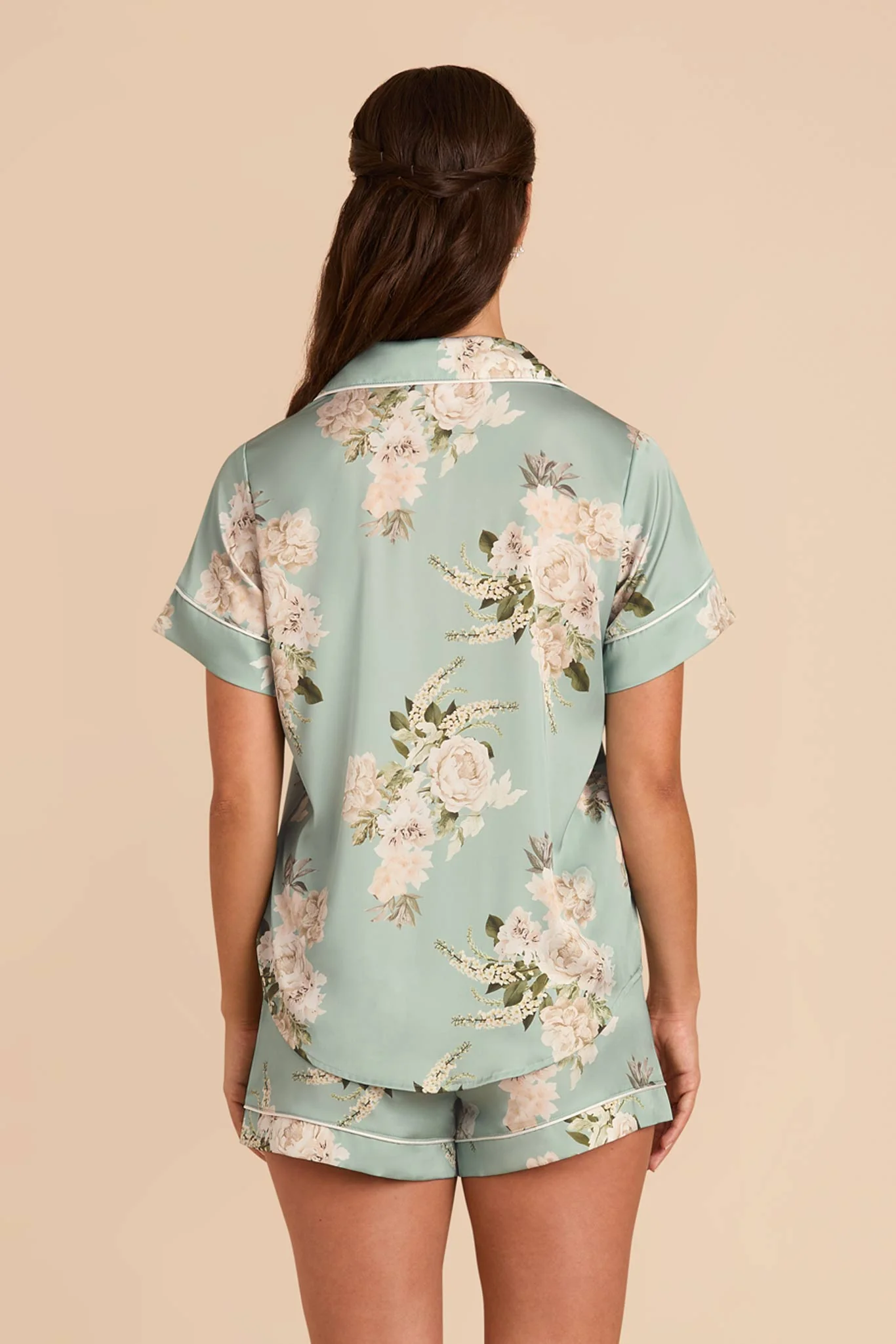 Jonny Matte Satin Pajama Set - Sage Garden Bloom - Image 7