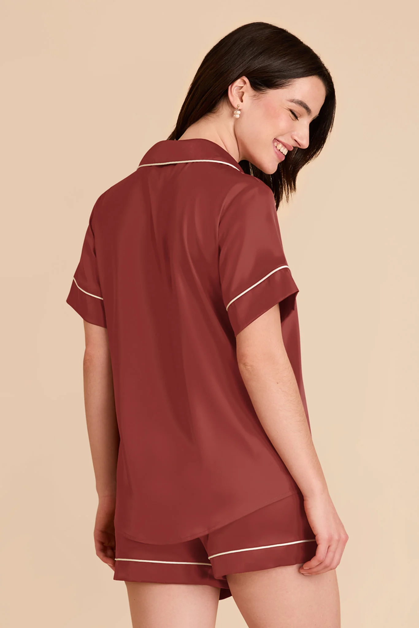 Jonny Matte Satin Pajama Set - Auburn - Image 4