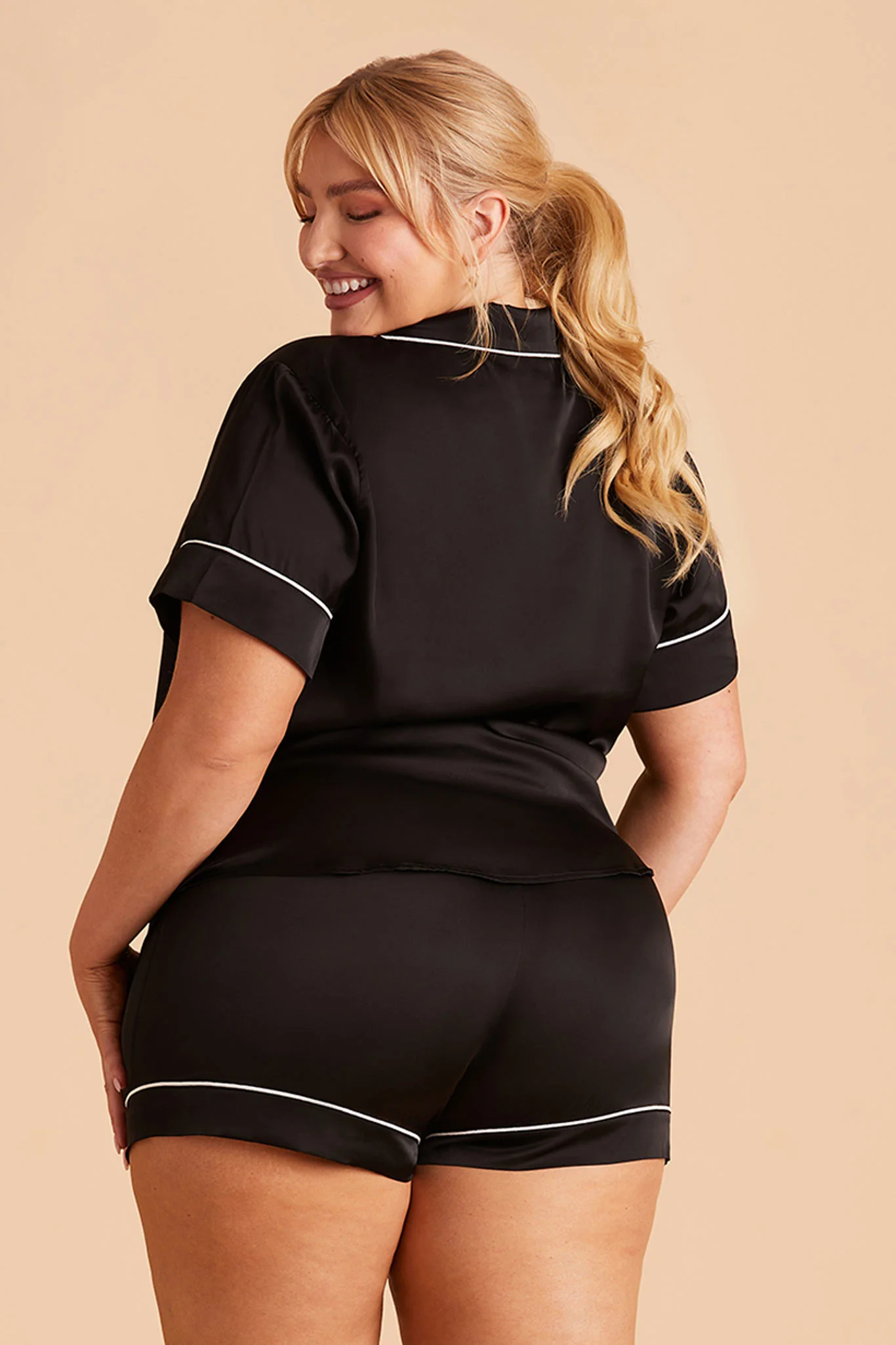 Jonny Matte Satin Pajama Set - Black - Image 7