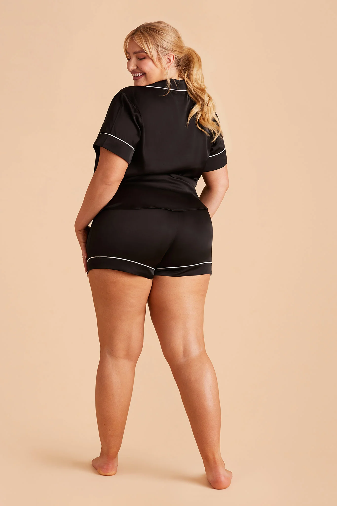 Jonny Matte Satin Pajama Set - Black - Image 8