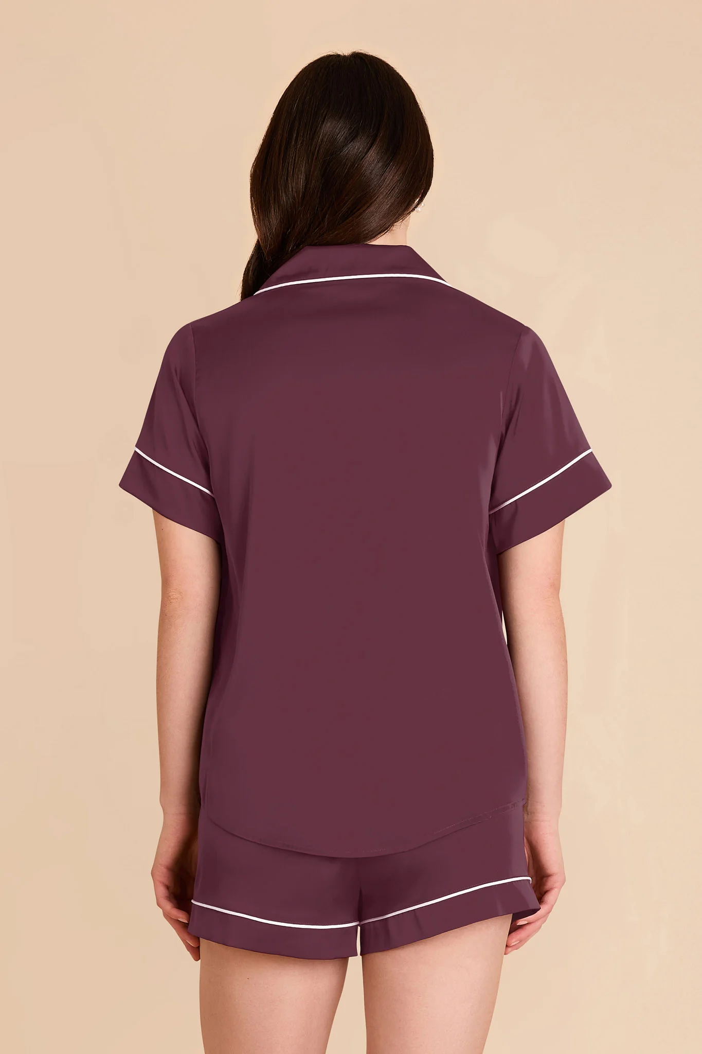 Jonny Matte Satin Pajama Set - Cabernet - Image 4