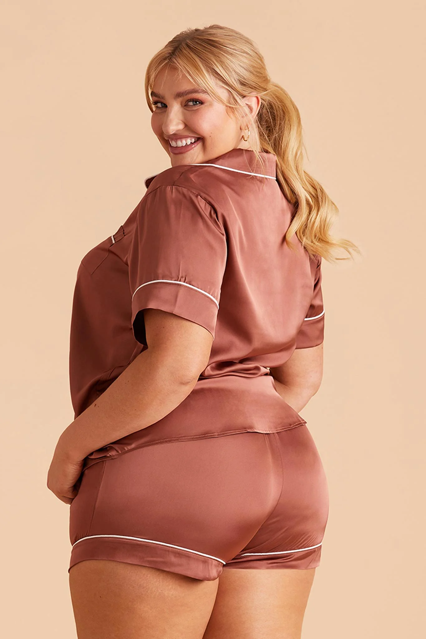 Jonny Matte Satin Pajama Set - Desert Rose - Image 10