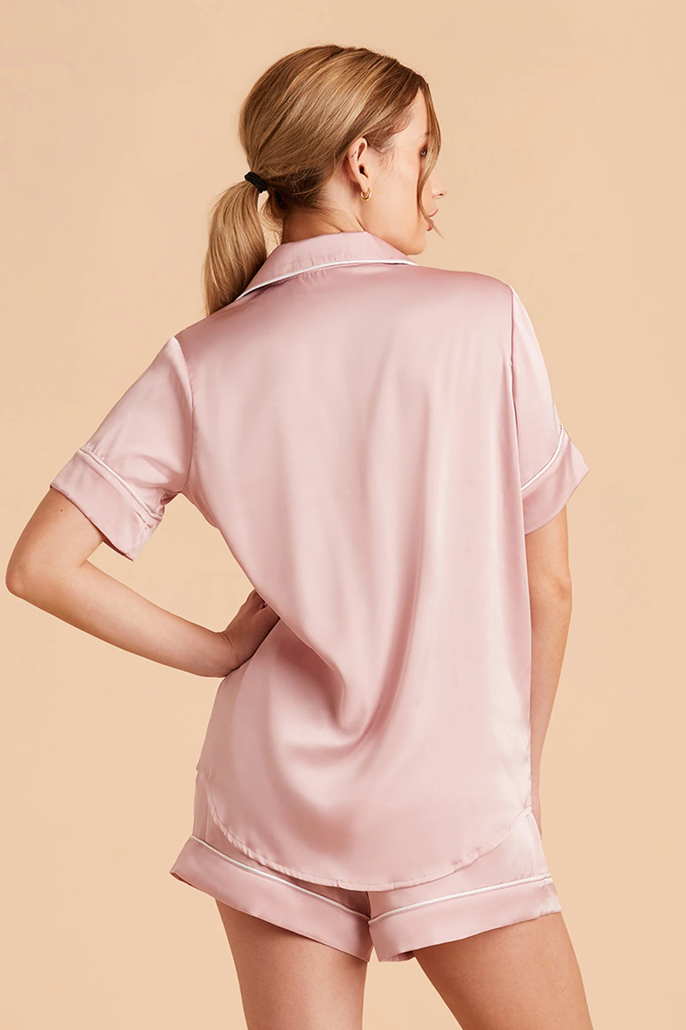 Jonny Matte Satin Pajama Set - Dusty Pink - Image 6
