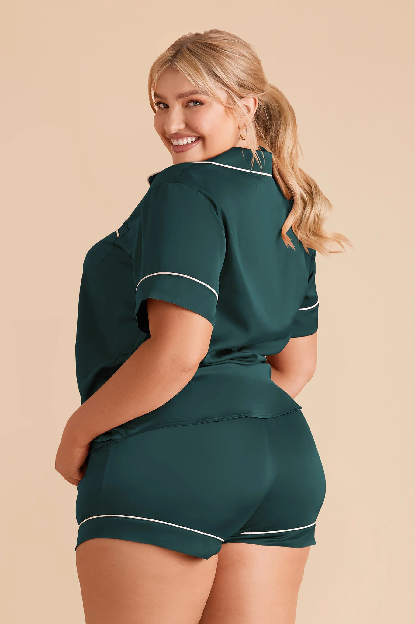 Jonny Matte Satin Pajama Set - Emerald - Image 7