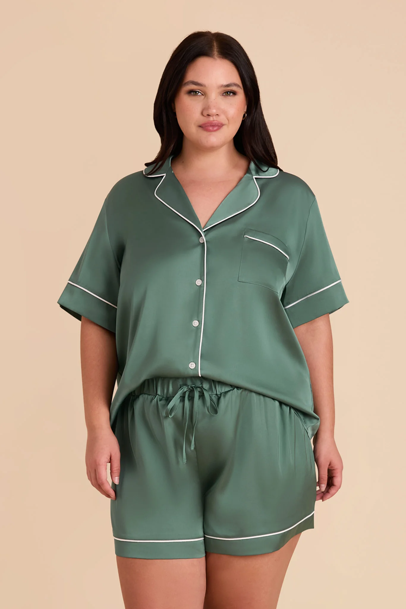 Jonny Matte Satin Pajama Set - Eucalyptus - Image 8