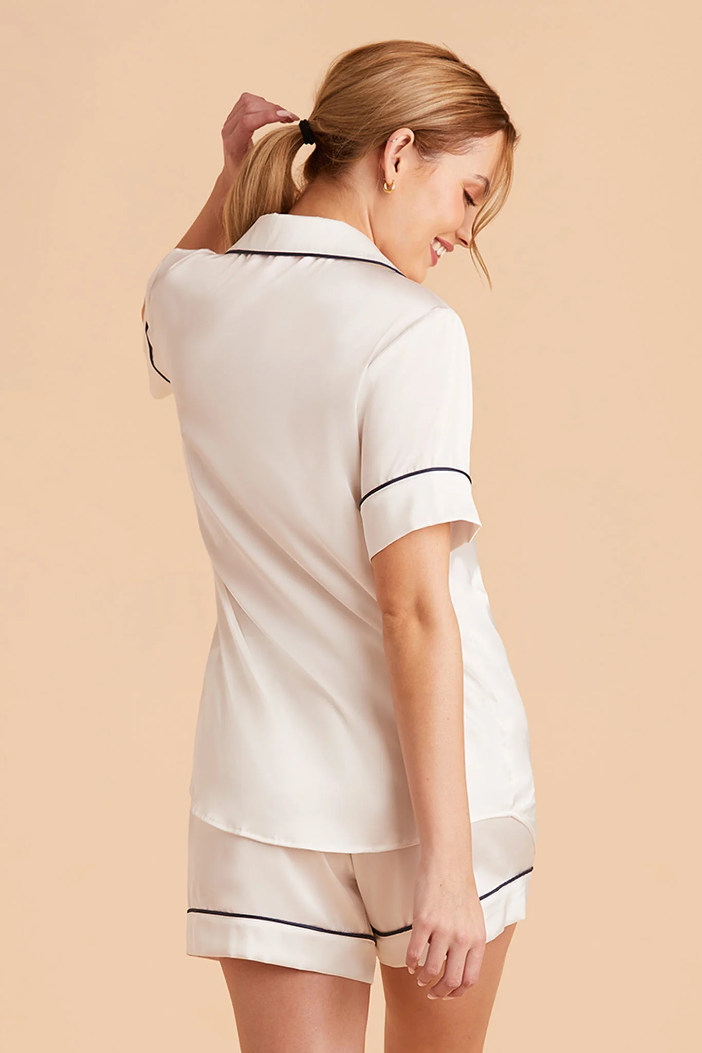 Jonny Matte Satin Pajama Set - Ivory - Image 5