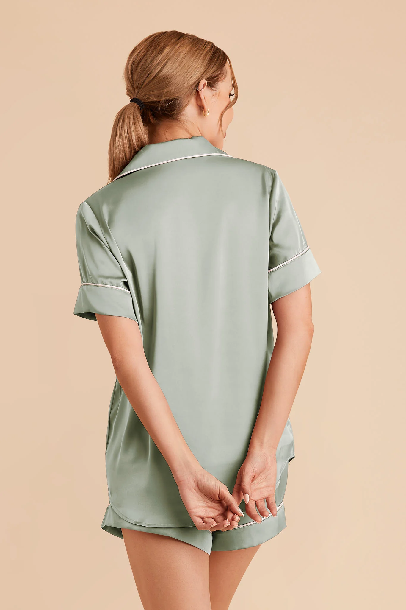 Jonny Matte Satin Pajama Set - Sage - Image 5