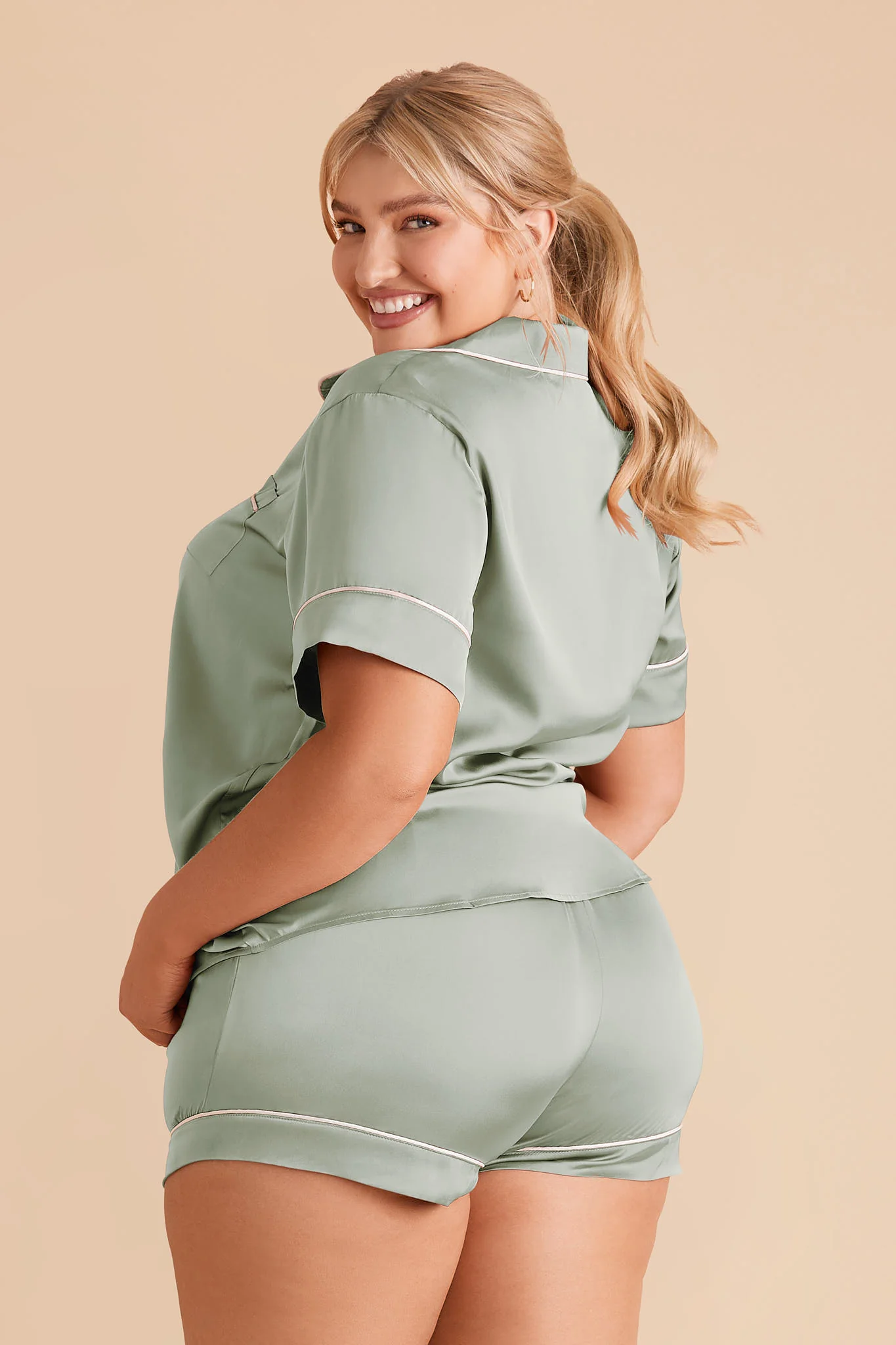 Jonny Matte Satin Pajama Set - Sage - Image 7
