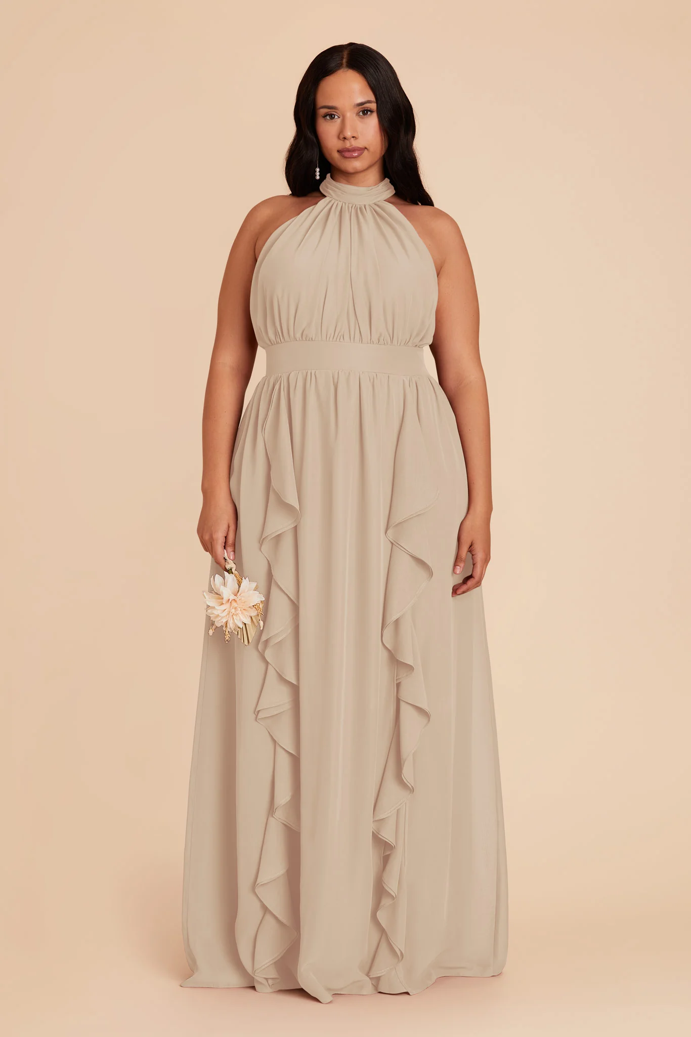 Joyce Chiffon Dress - Almond