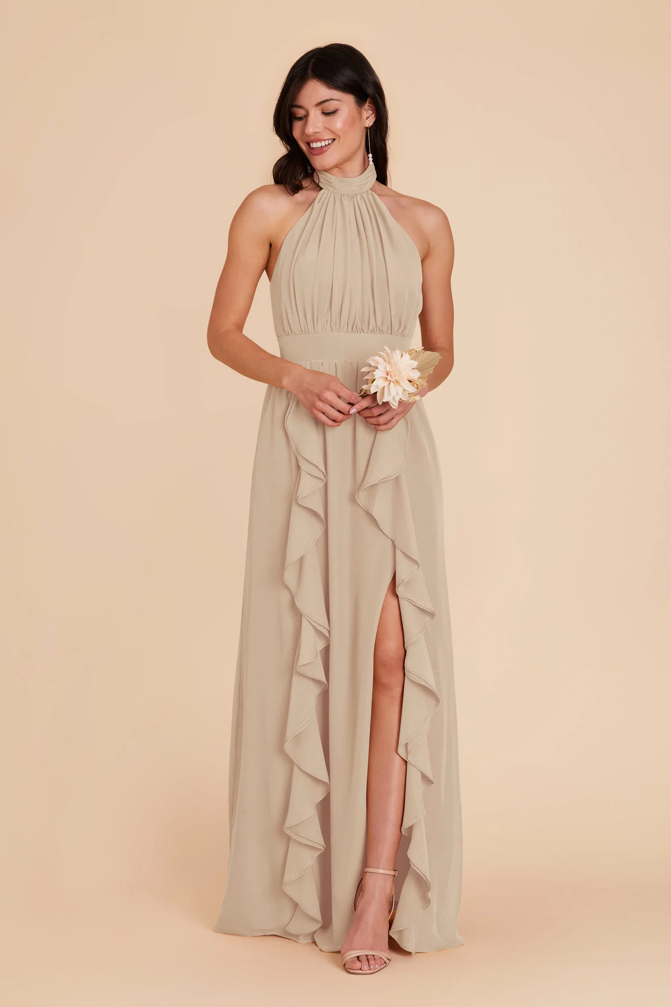 Joyce Chiffon Dress - Almond - Image 2