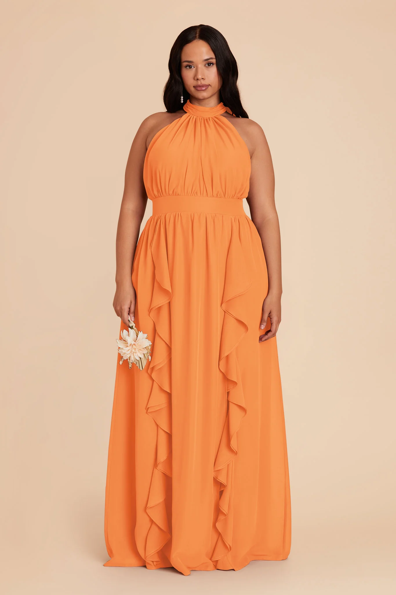 Joyce Chiffon Dress - Apricot - Image 2