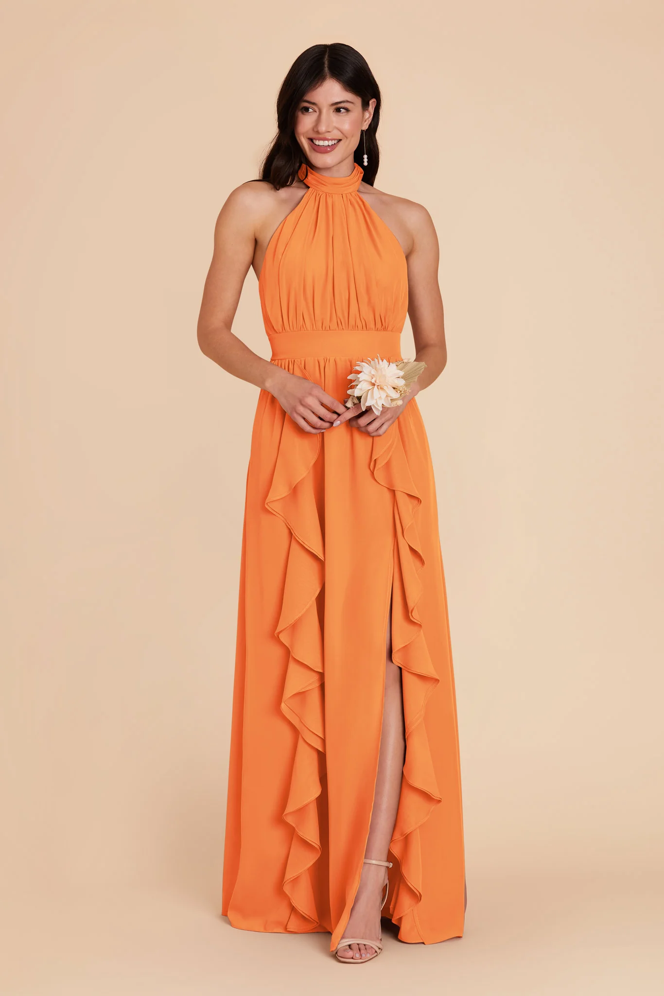 Joyce Chiffon Dress - Apricot - Image 3