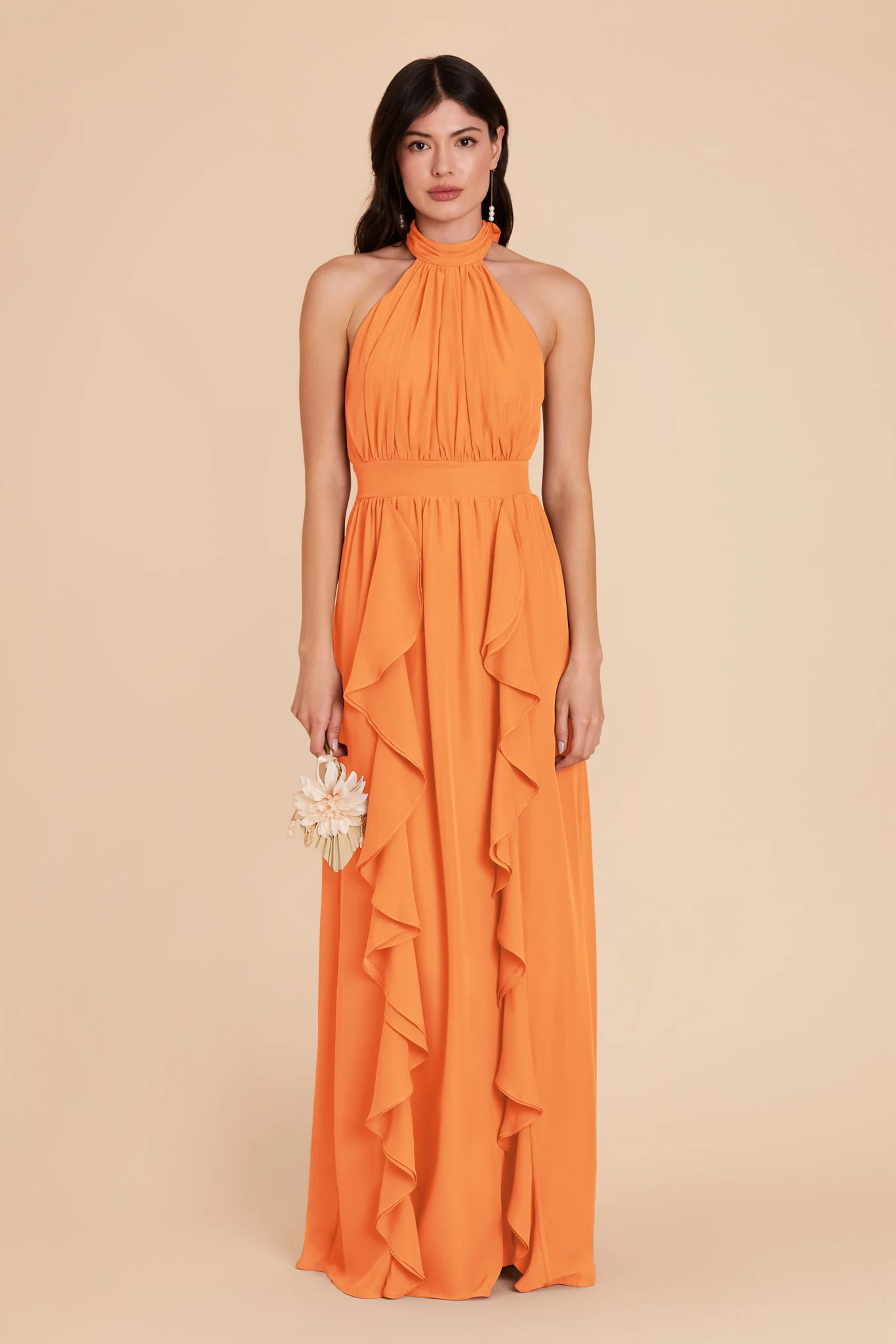 Joyce Chiffon Dress - Apricot - Image 4