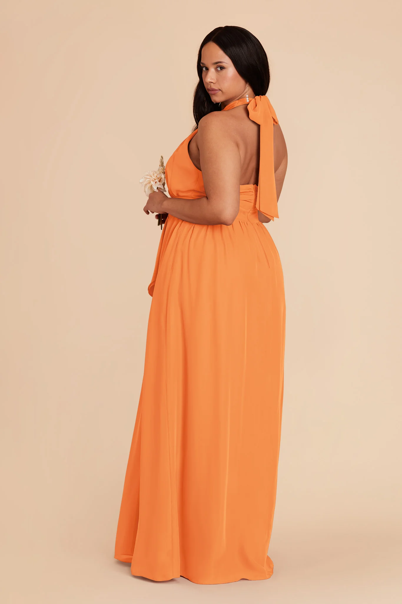 Joyce Chiffon Dress - Apricot - Image 8