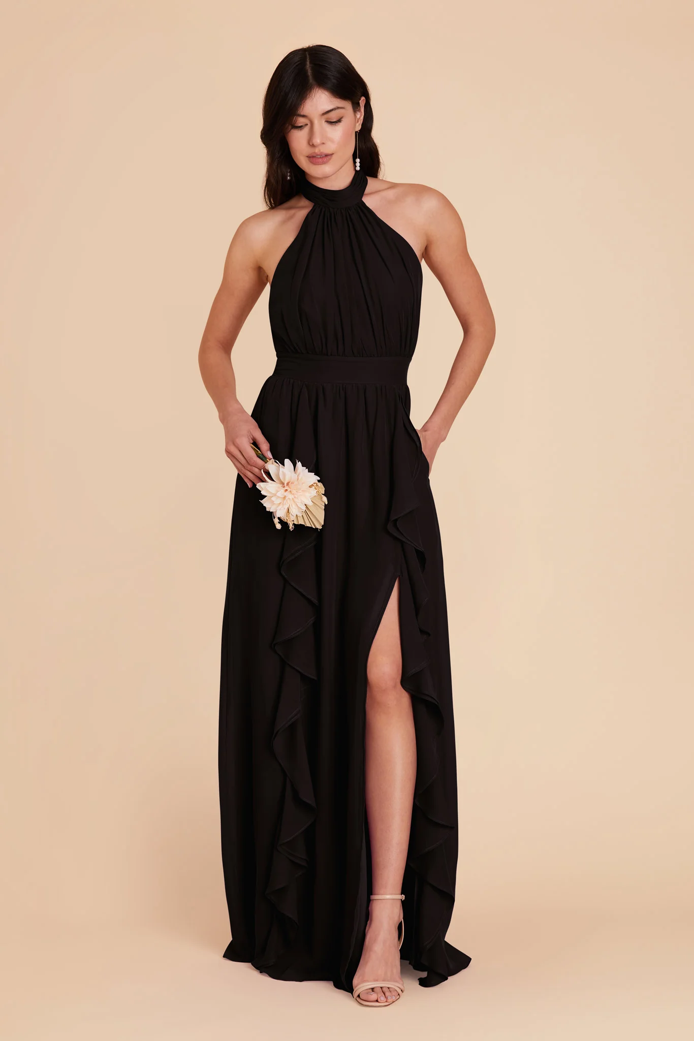 Joyce Chiffon Dress - Black - Image 5